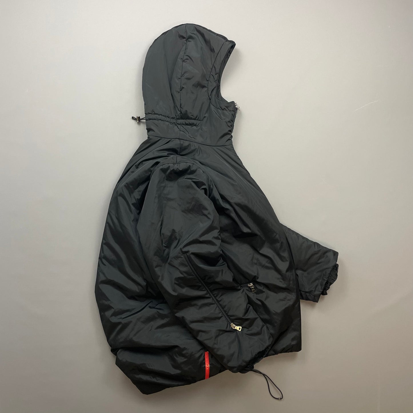 Prada Sport Black AW99 Nylon Padded Technical Packable Harness Backback Jacket