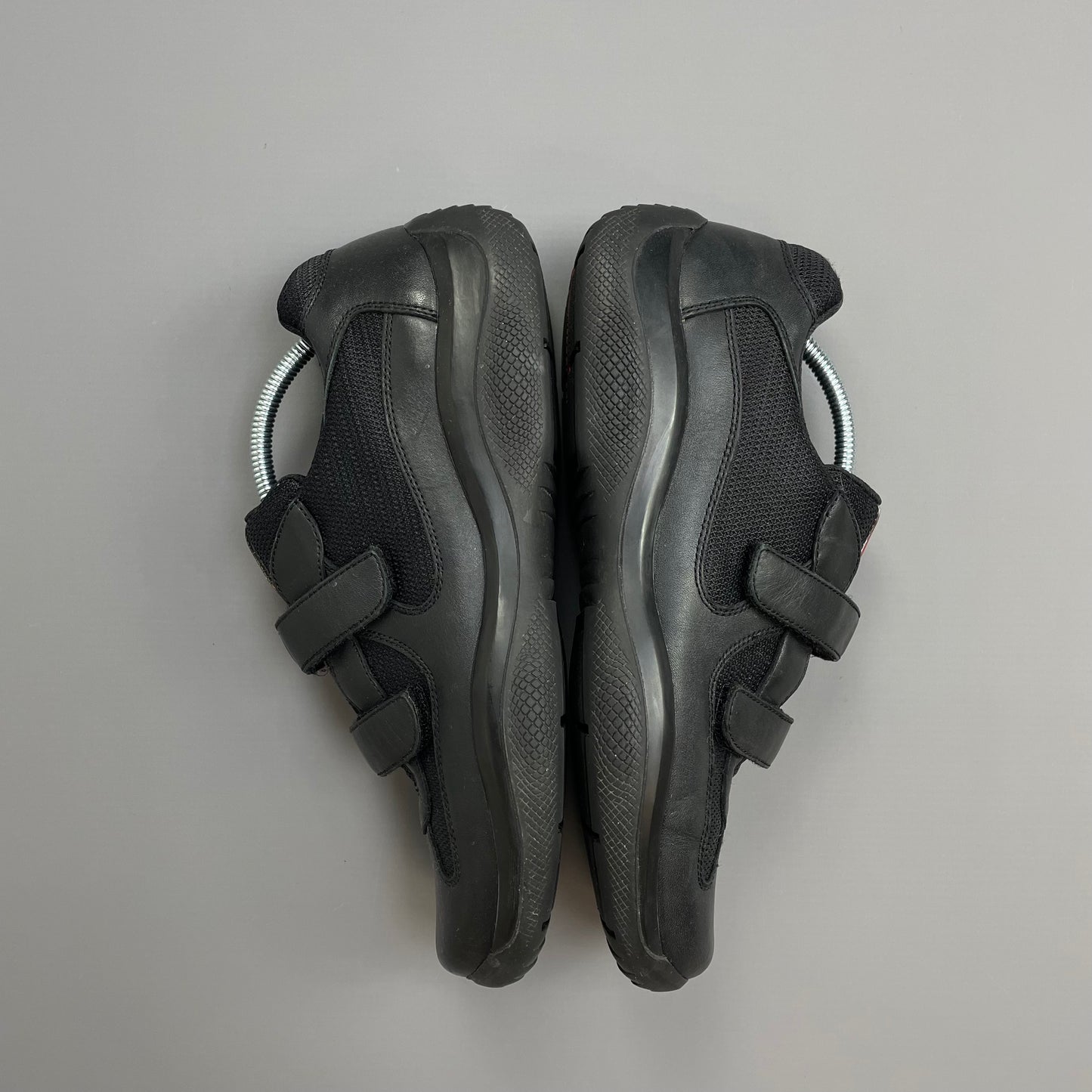 Prada Sport Black Leather Americas Cup Velcro Strap Trainers