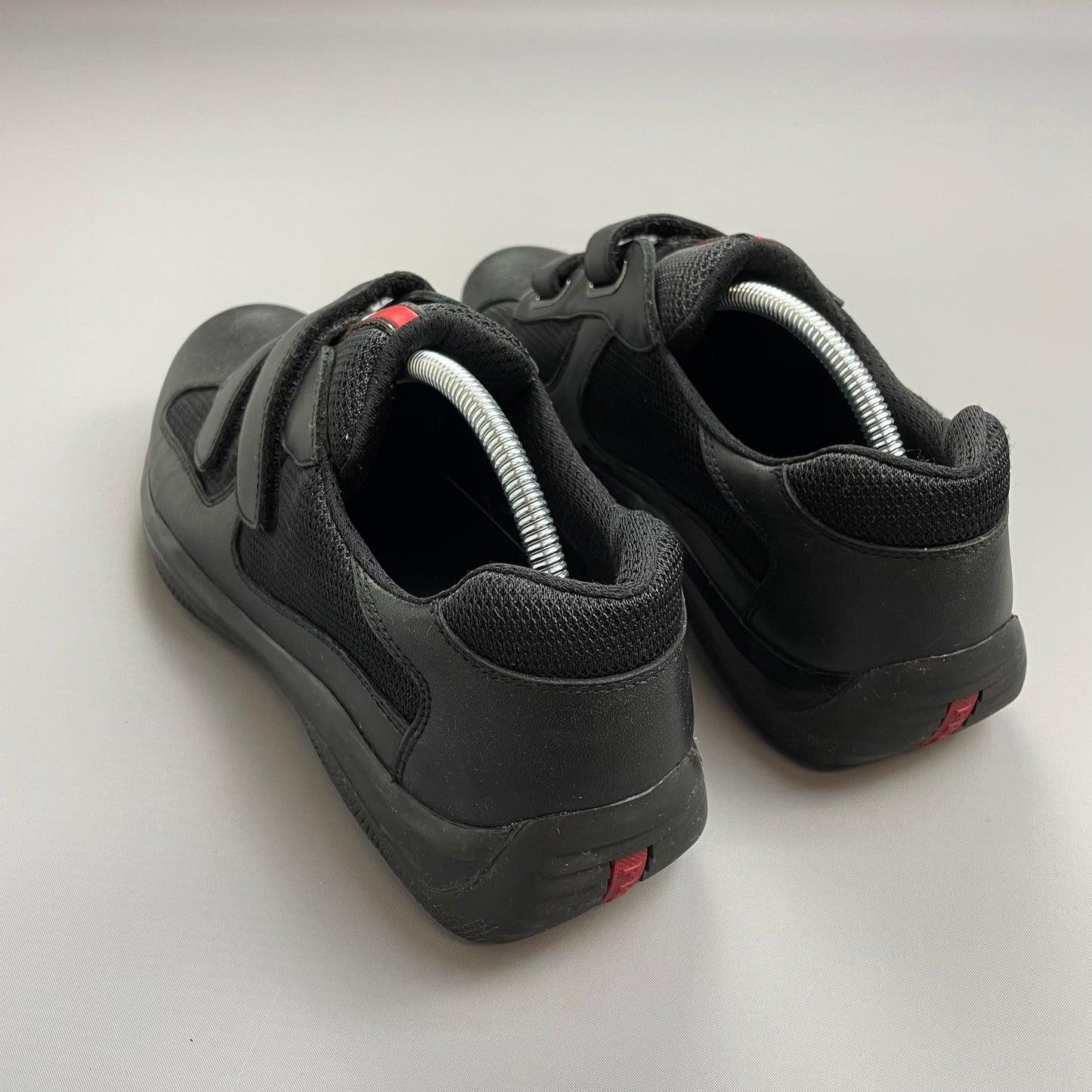 Prada Sport Black Leather Americas Cup Velcro Strap Trainers