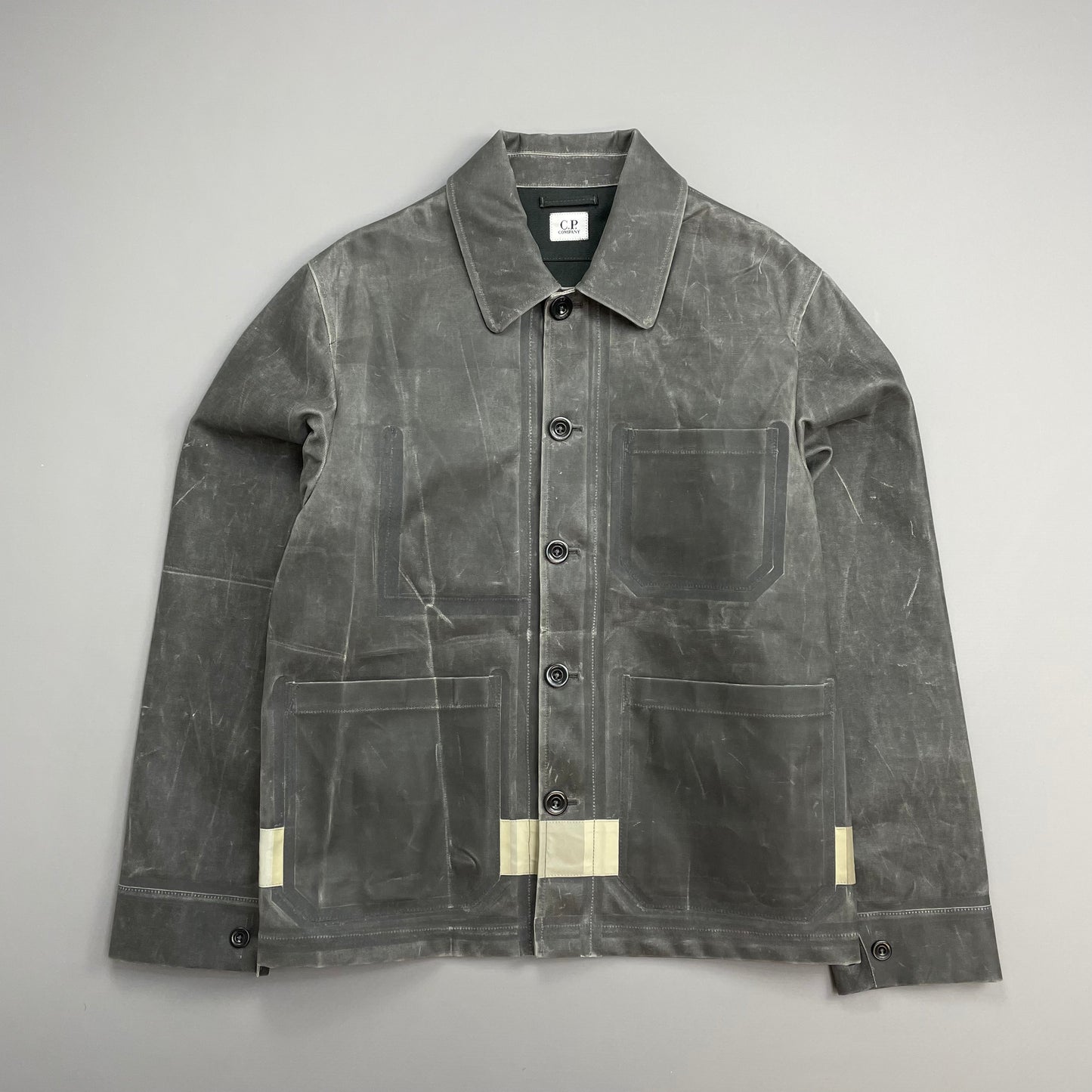 C.P. Company Grey AW24 Toob Resin Coated Wool/Nylon Spellout 3M Jacket