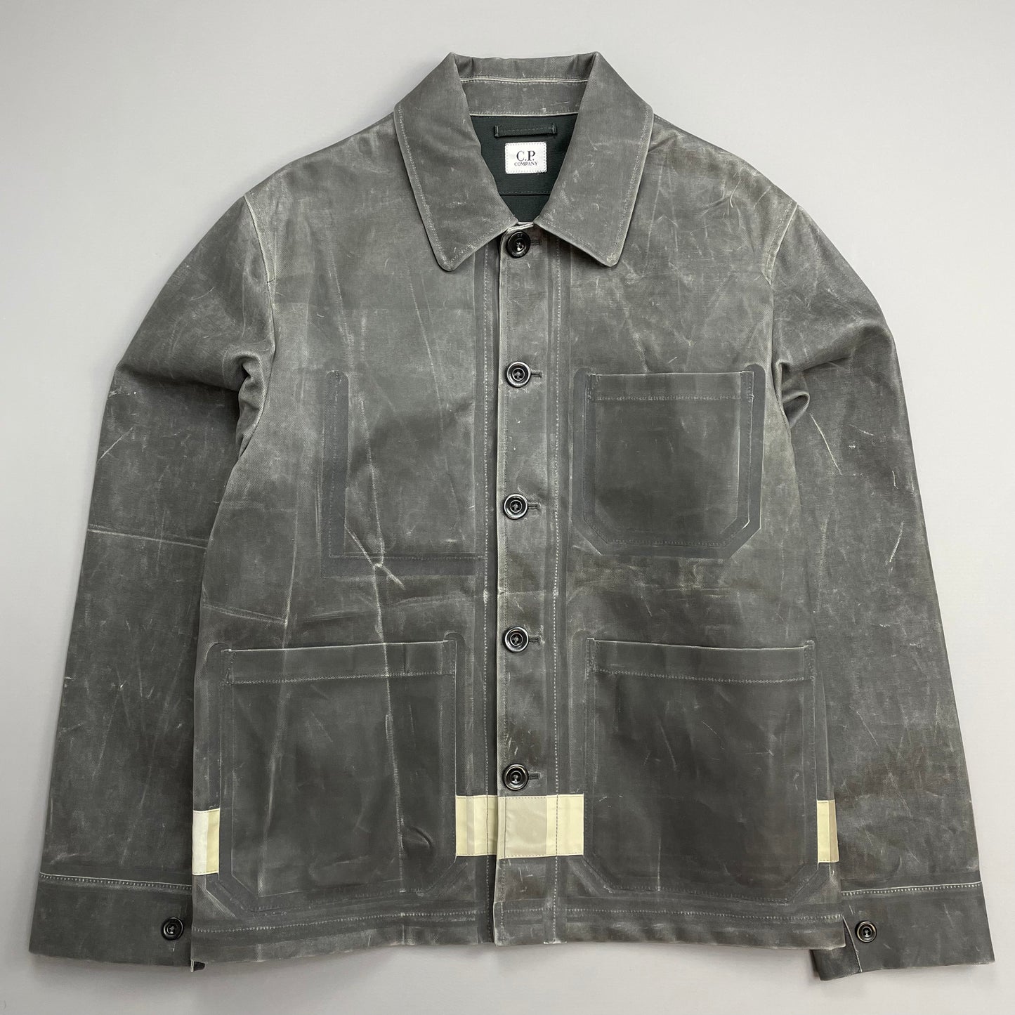 C.P. Company Grey AW24 Toob Resin Coated Wool/Nylon Spellout 3M Jacket