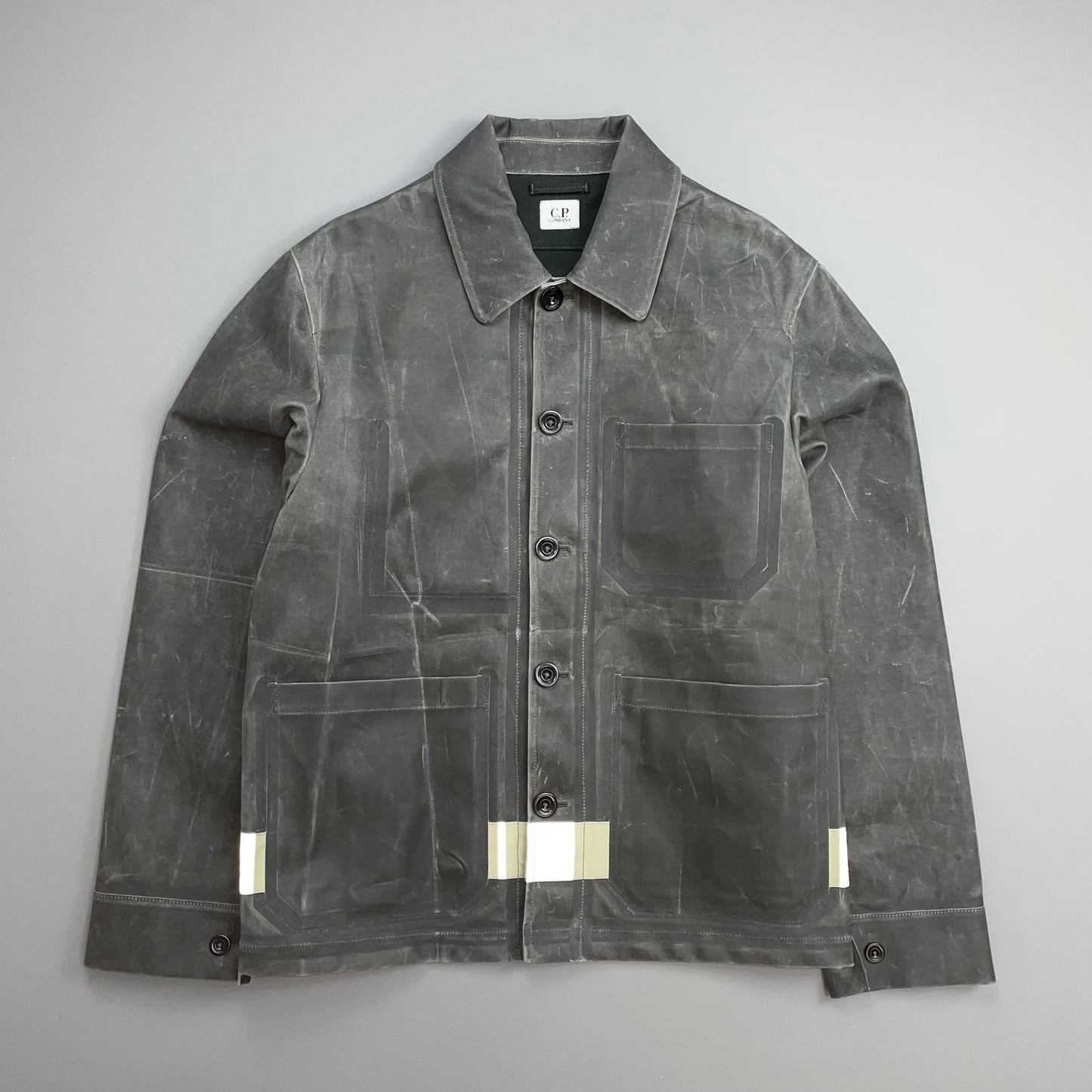 C.P. Company Grey AW24 Toob Resin Coated Wool/Nylon Spellout 3M Jacket