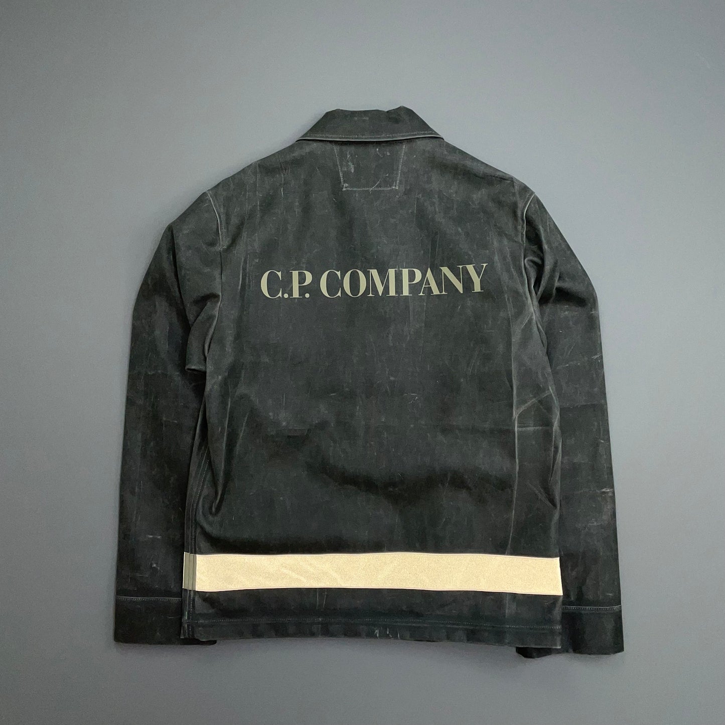 C.P. Company Grey AW24 Toob Resin Coated Wool/Nylon Spellout 3M Jacket
