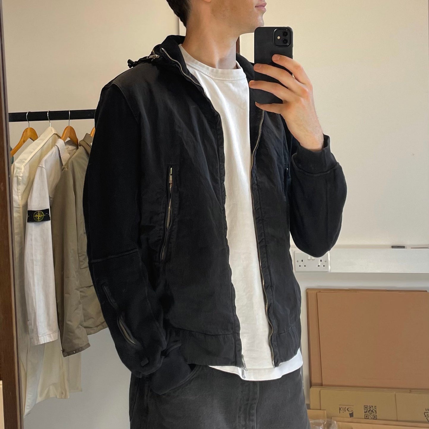 C.P. Company Black Cotton Jacket w/ Concealed Hood SS07