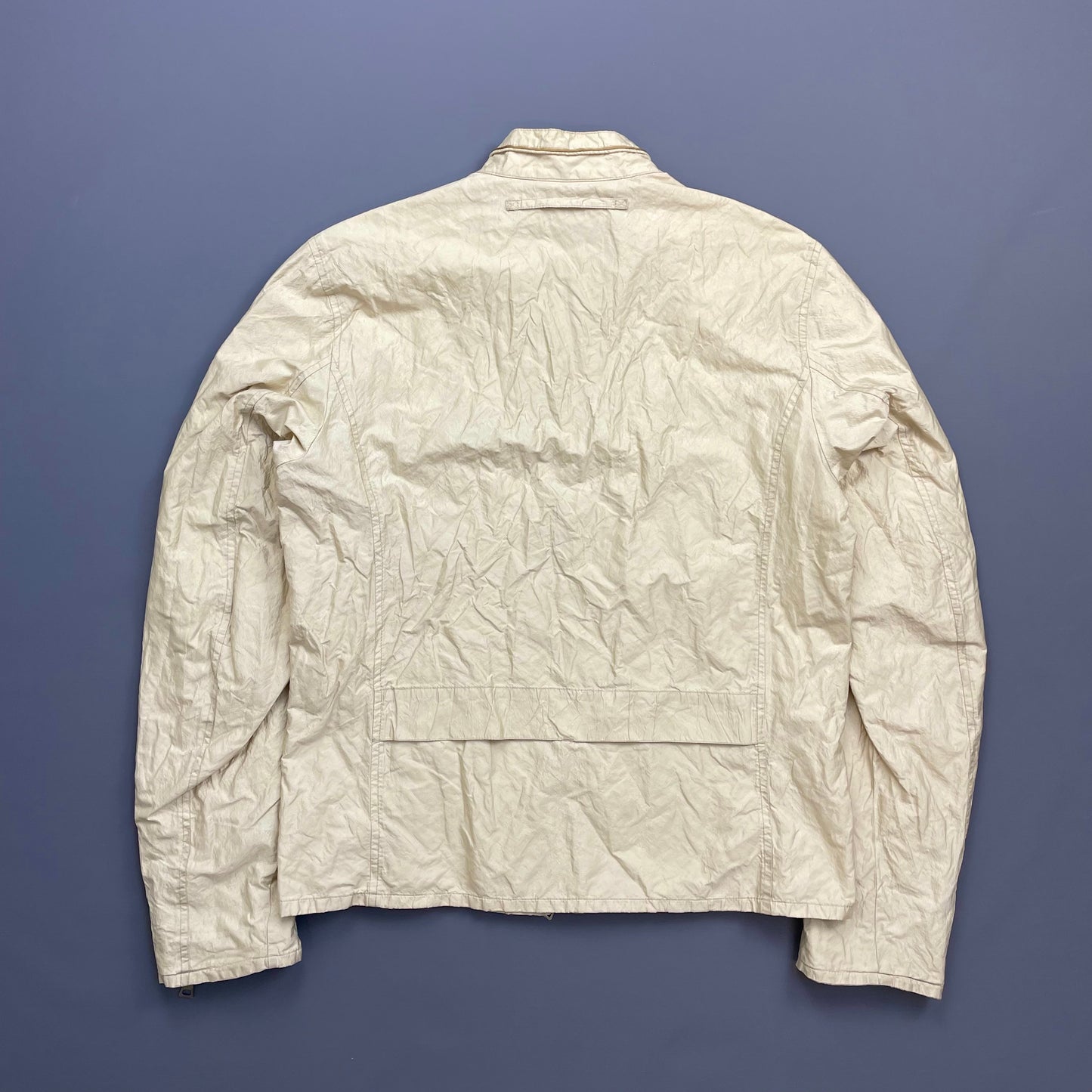 Prada Sport Cream 00s Mixed Metal Nylon Biker Jacket