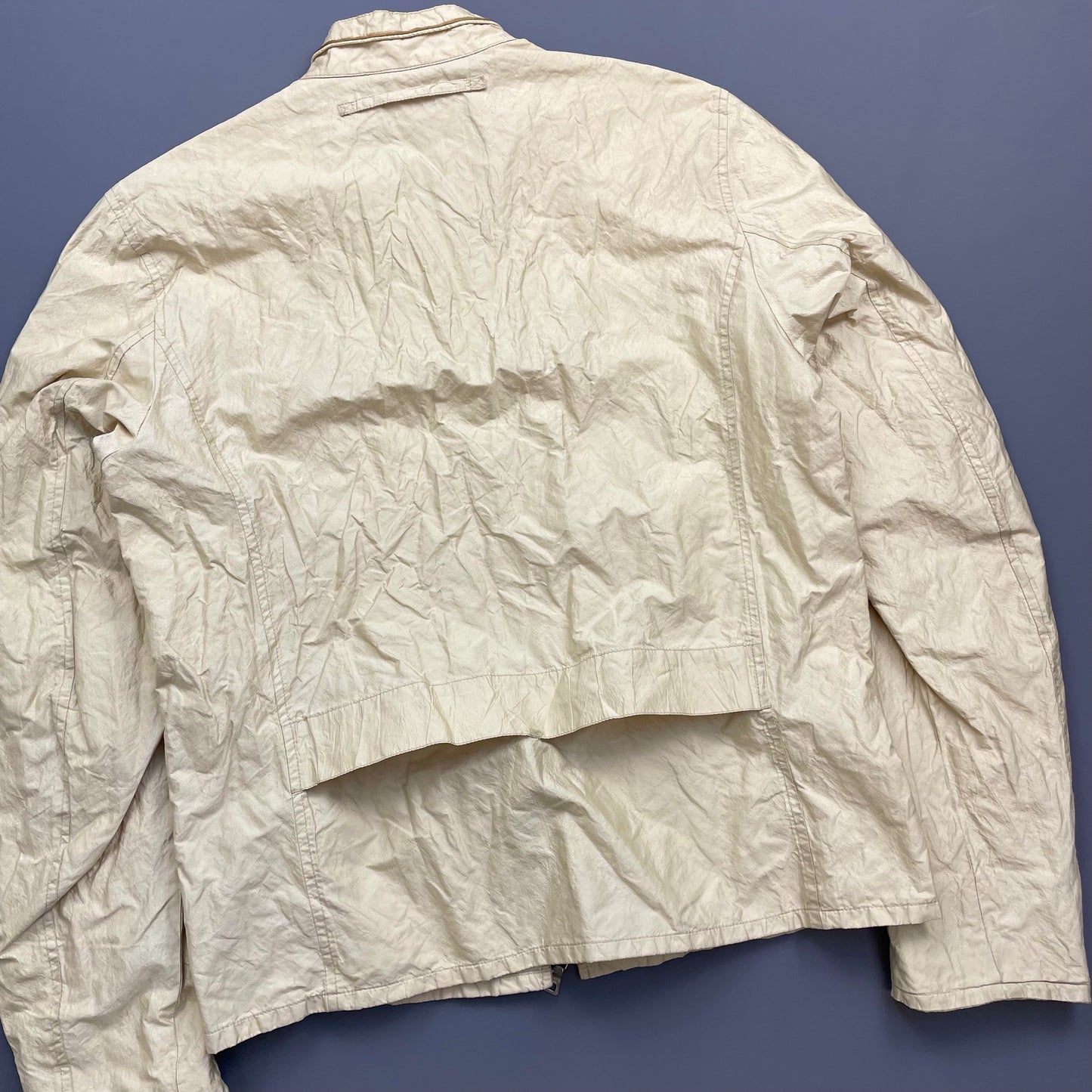 Prada Sport Cream 00s Mixed Metal Nylon Biker Jacket