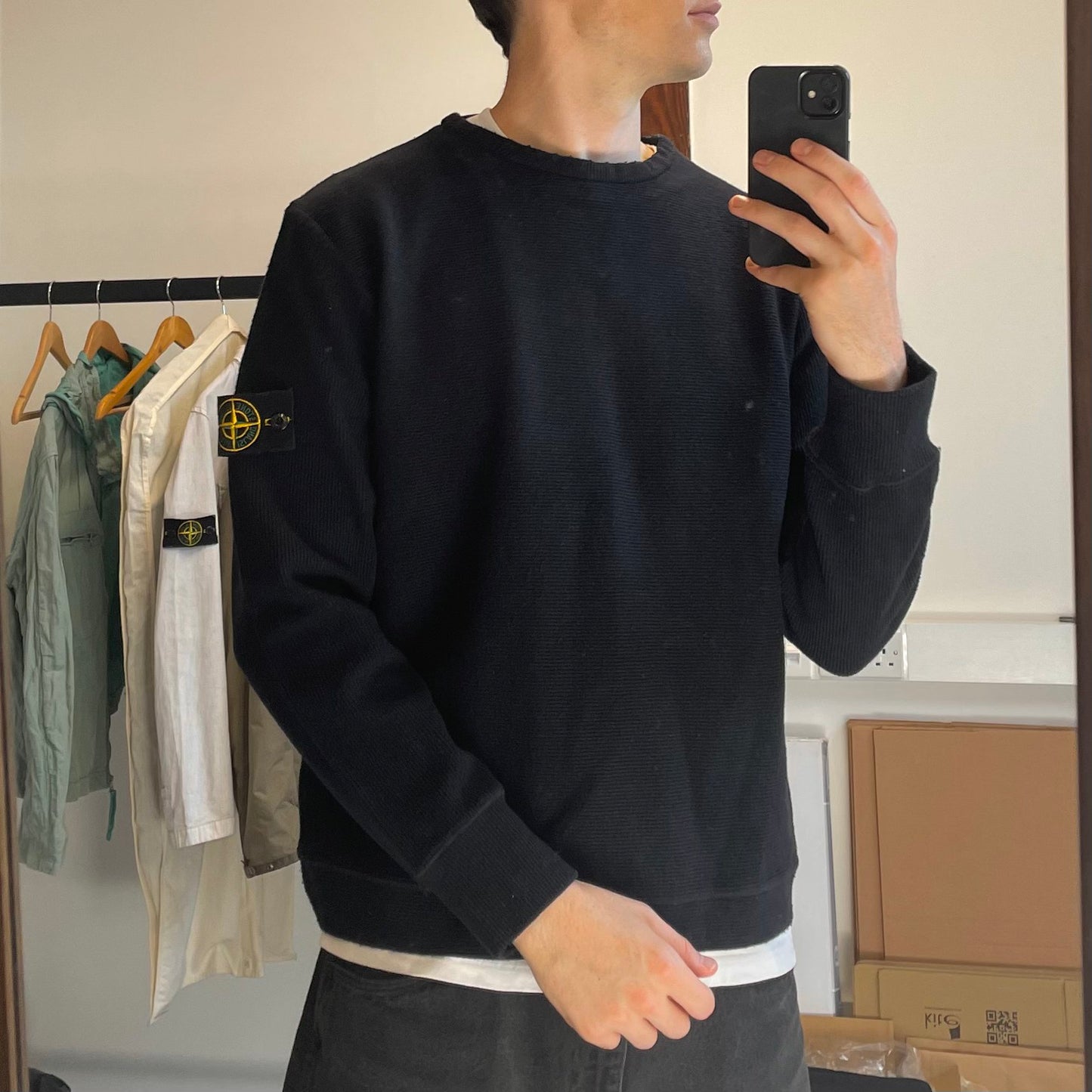 Stone Island Ribbed Knit Black Jumper AW00