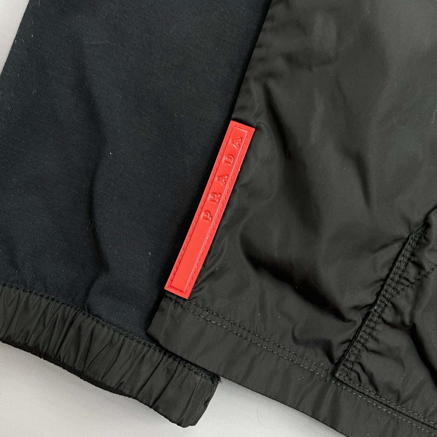 Prada Sport Black Nylon Panel Lightweight Technical Hooded Jacket