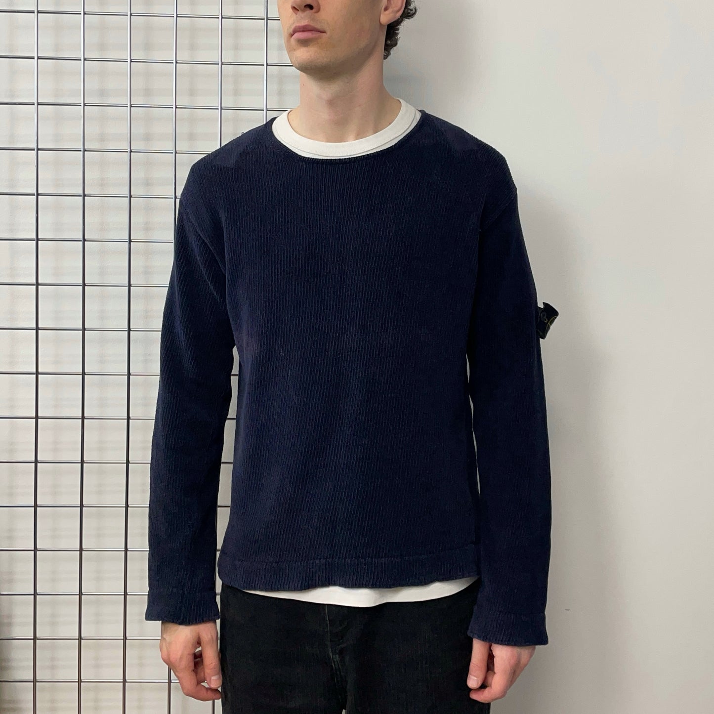 Stone Island Navy SS02 Chenille Knit Jumper