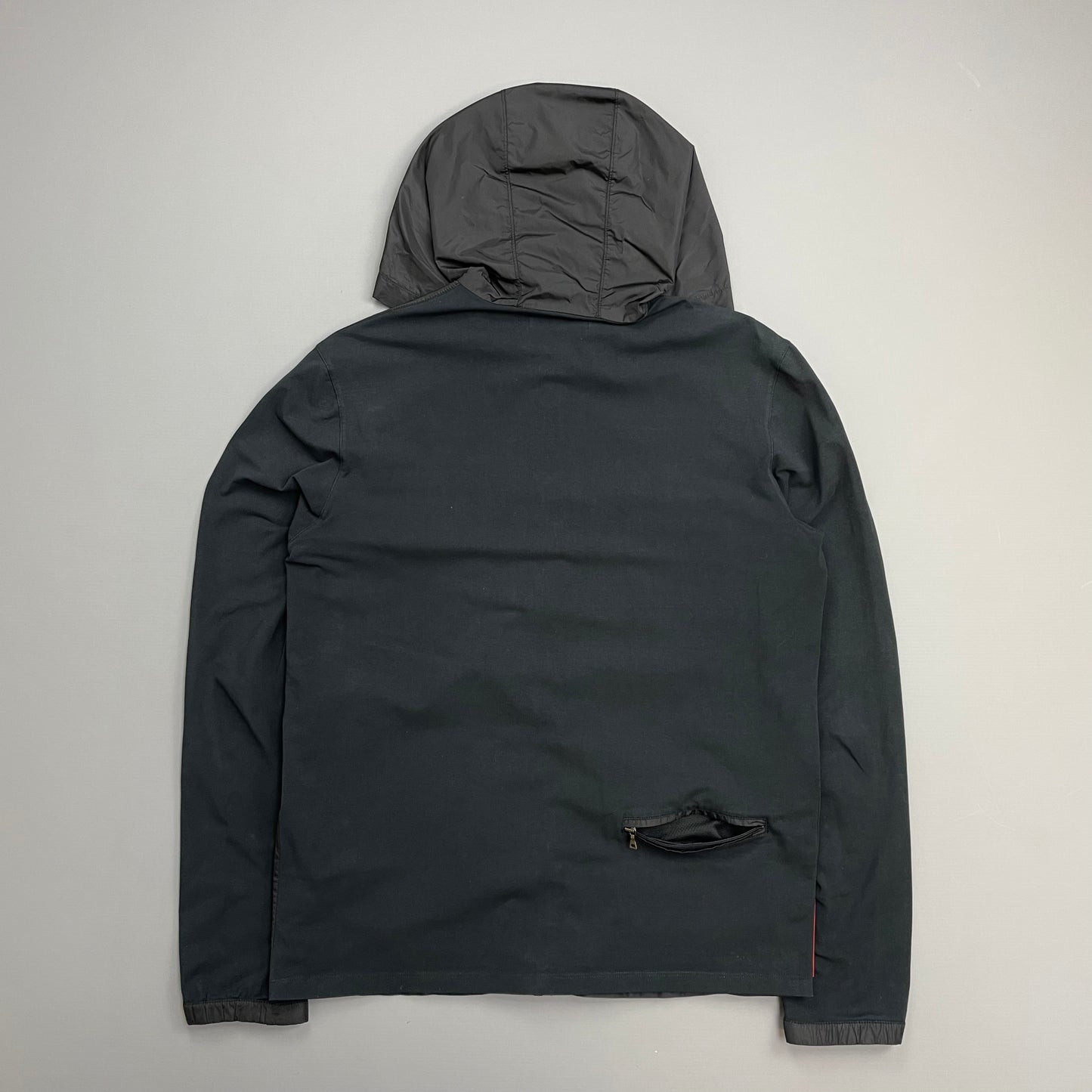 Prada Sport Black Nylon Panel Lightweight Technical Hooded Jacket