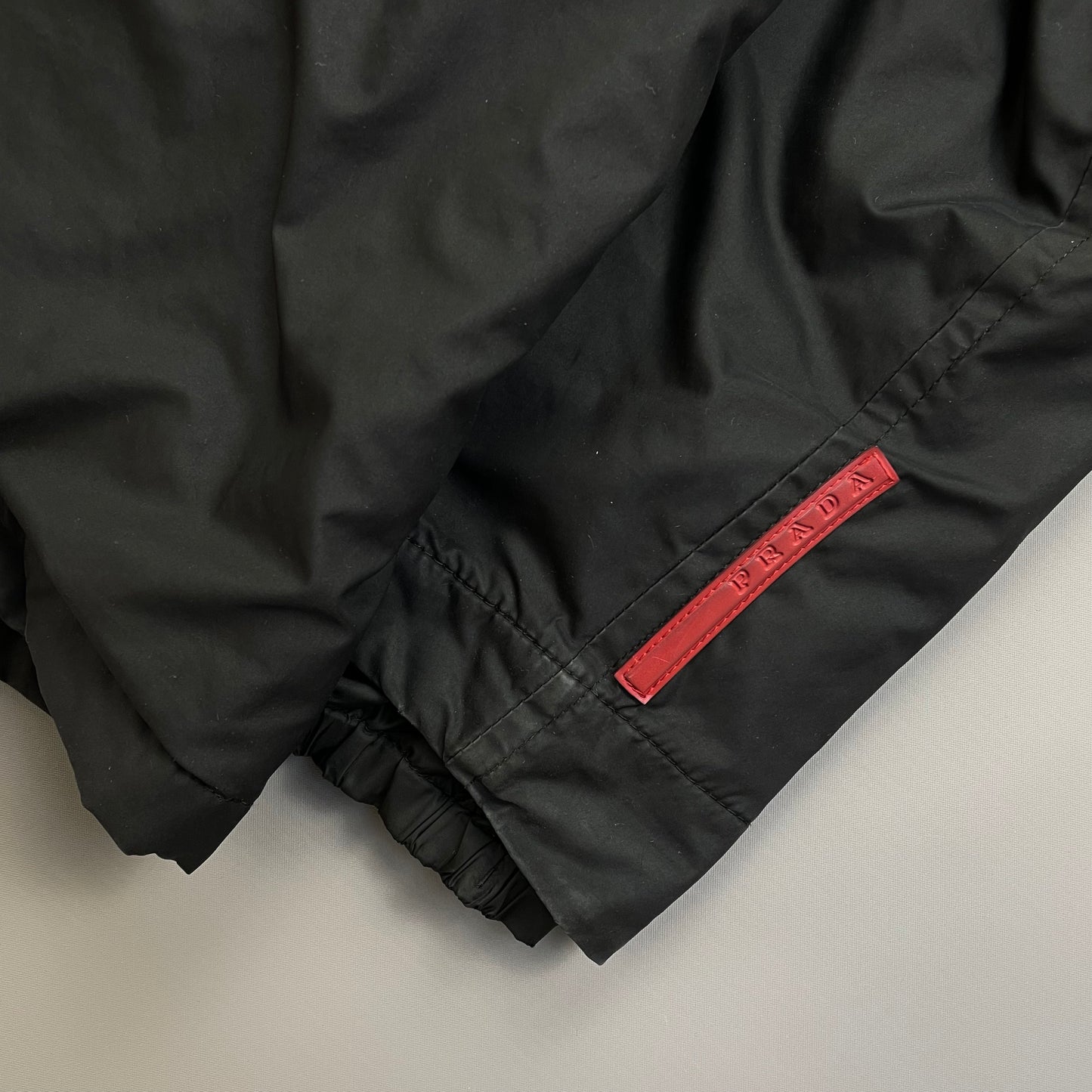 Prada Sport Black Belt Strap Padded Hooded Jacket