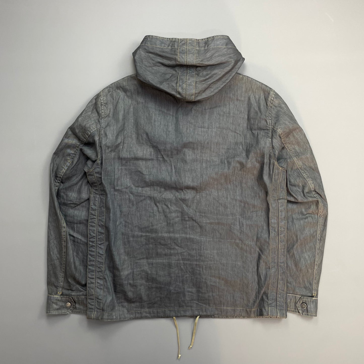 C.P. Company Blue Grey Lino Flax Zip-Through Hooded Jacket
