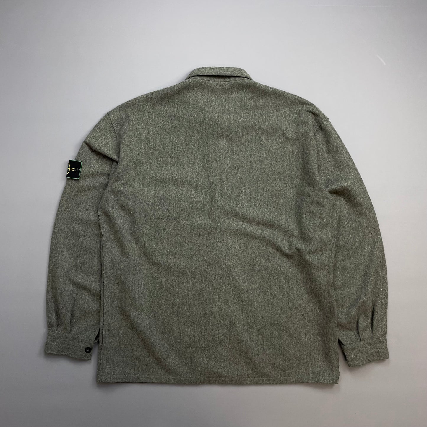 Stone Island Grey AW94 Wool Raw-Edge Finished Pocket Shirt