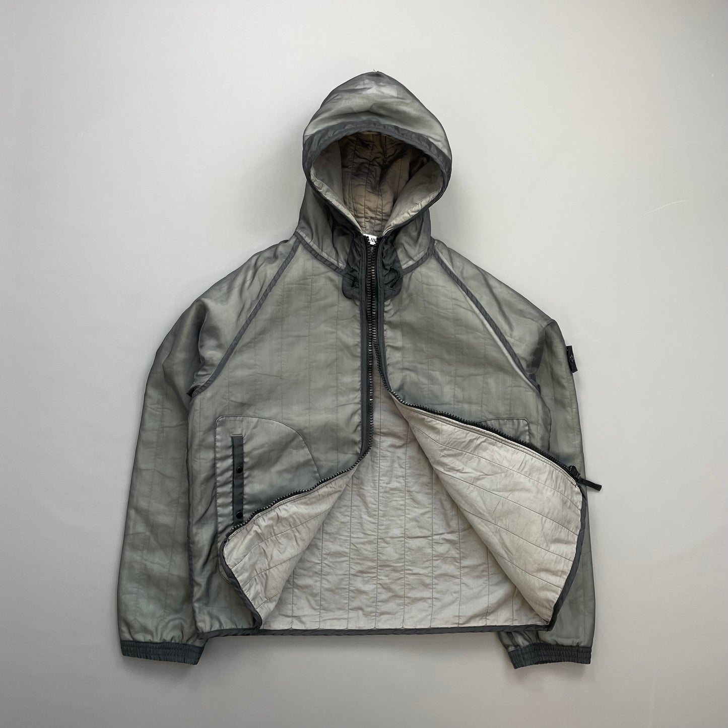 Stone Island Grey AW03 Nylon Monofilament Hooded Jacket