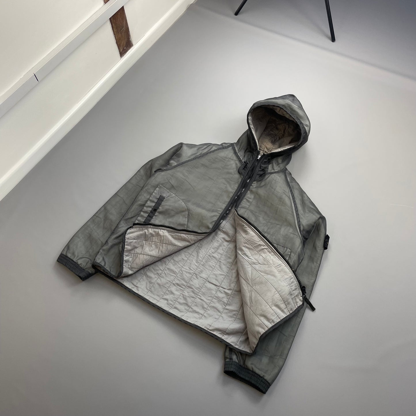 Stone Island Grey AW03 Nylon Monofilament Hooded Jacket
