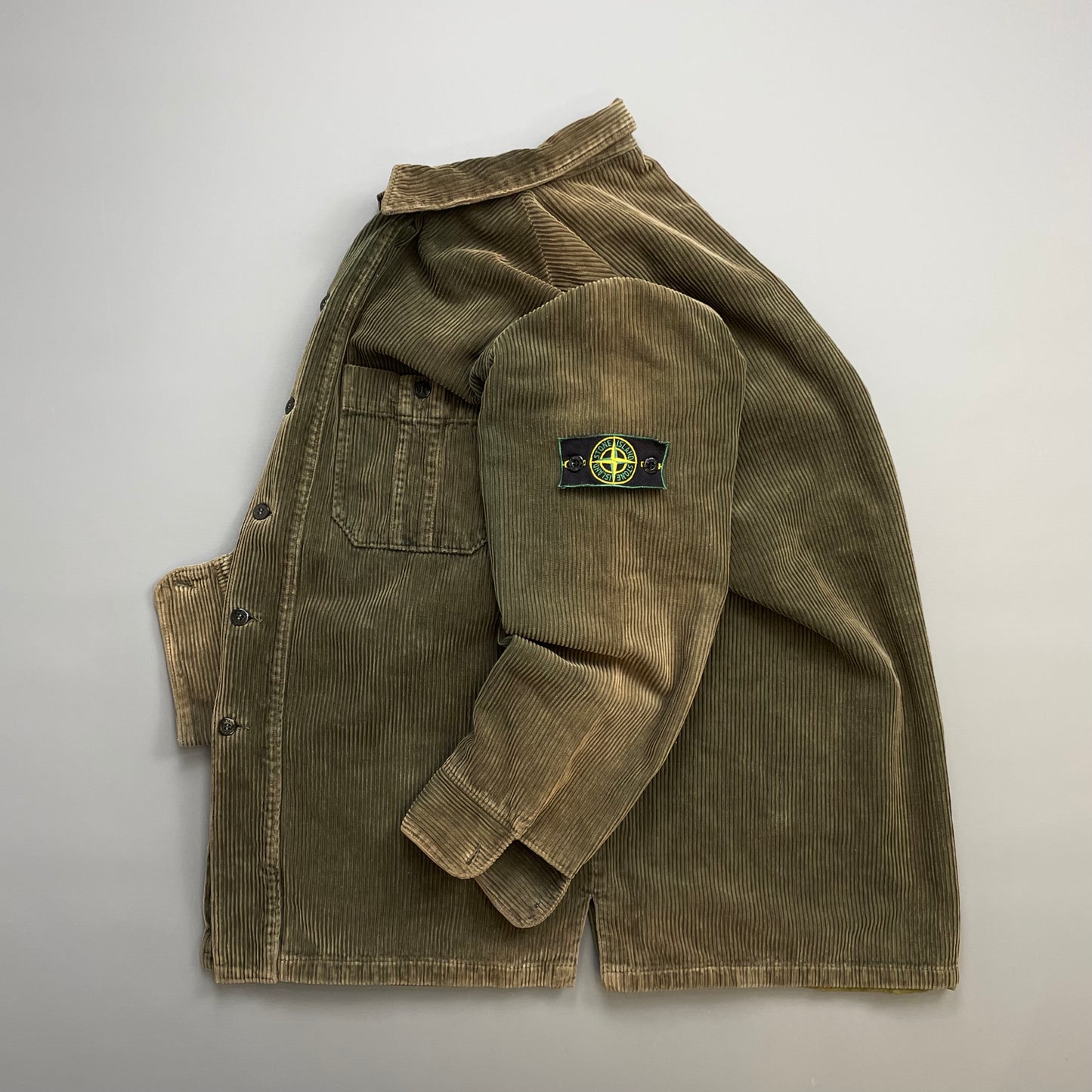 Stone Island Brown AW95 Jumbo Cord Corduroy Green Edge Badge Overshirt Jacket