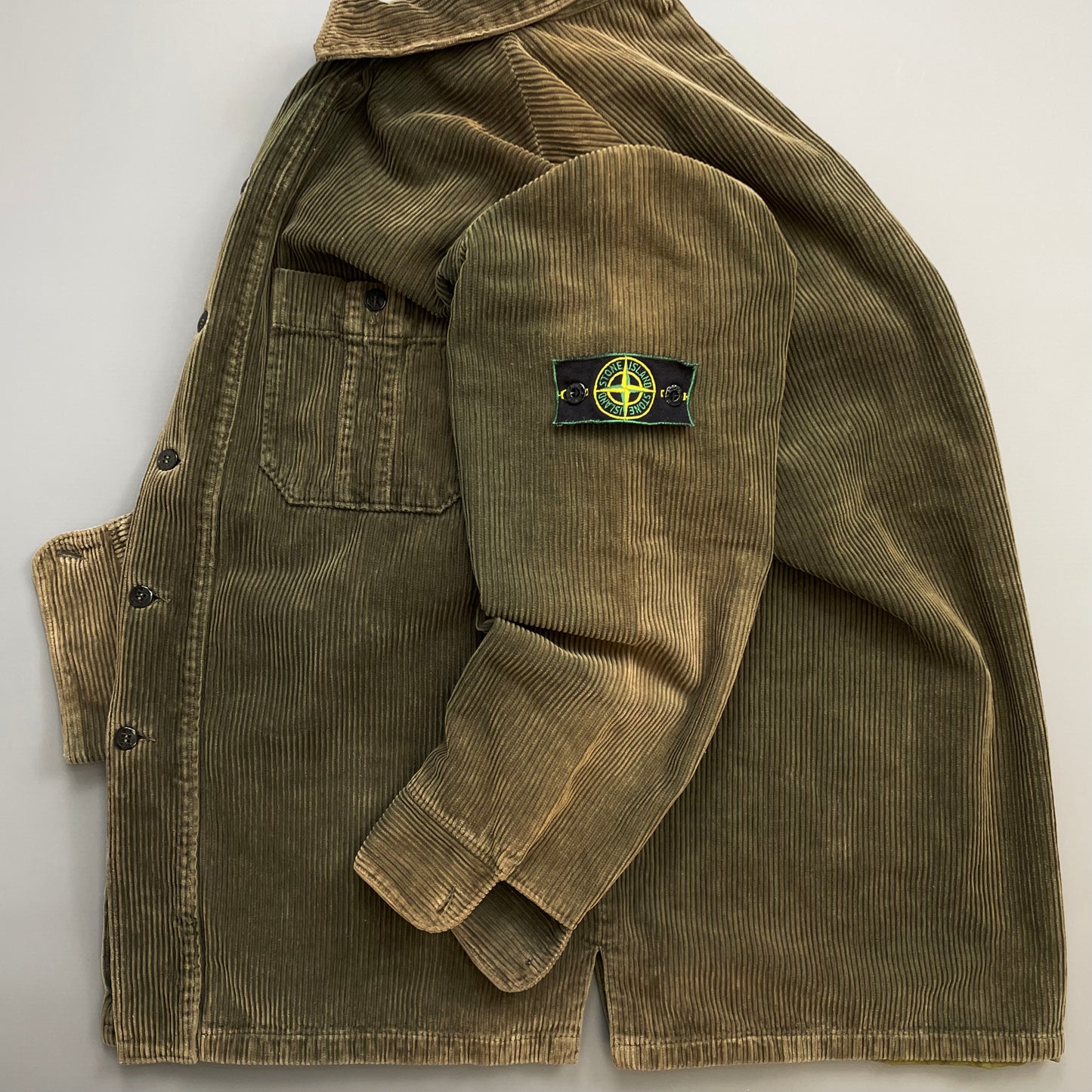 Stone Island Brown AW95 Jumbo Cord Corduroy Green Edge Badge Overshirt Jacket