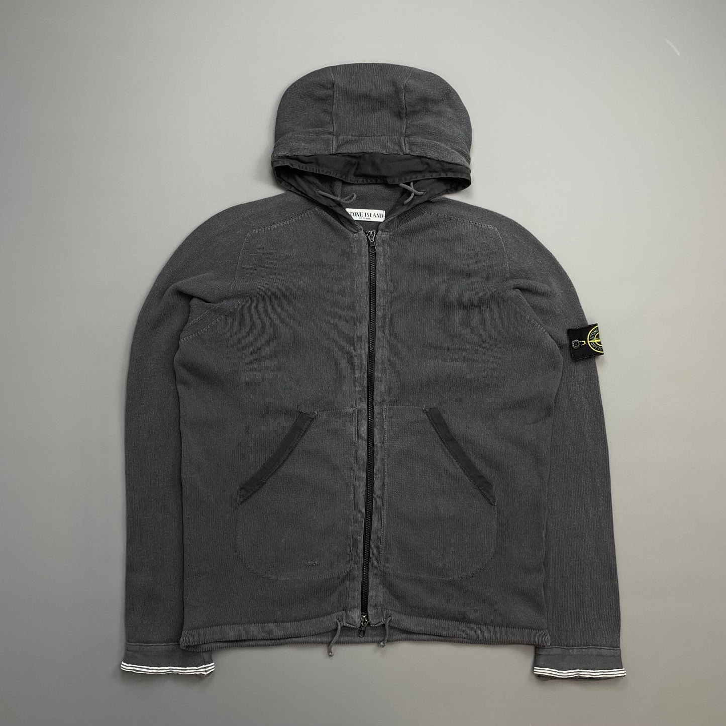 Stone Island Grey SS06 Knit Hooded Zip Cardigan Jumper