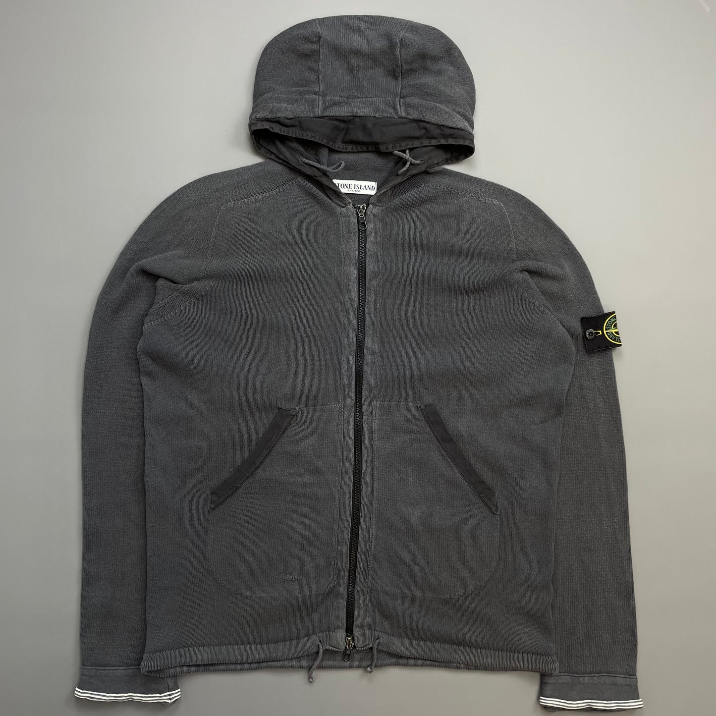 Stone Island Grey SS06 Knit Hooded Zip Cardigan Jumper