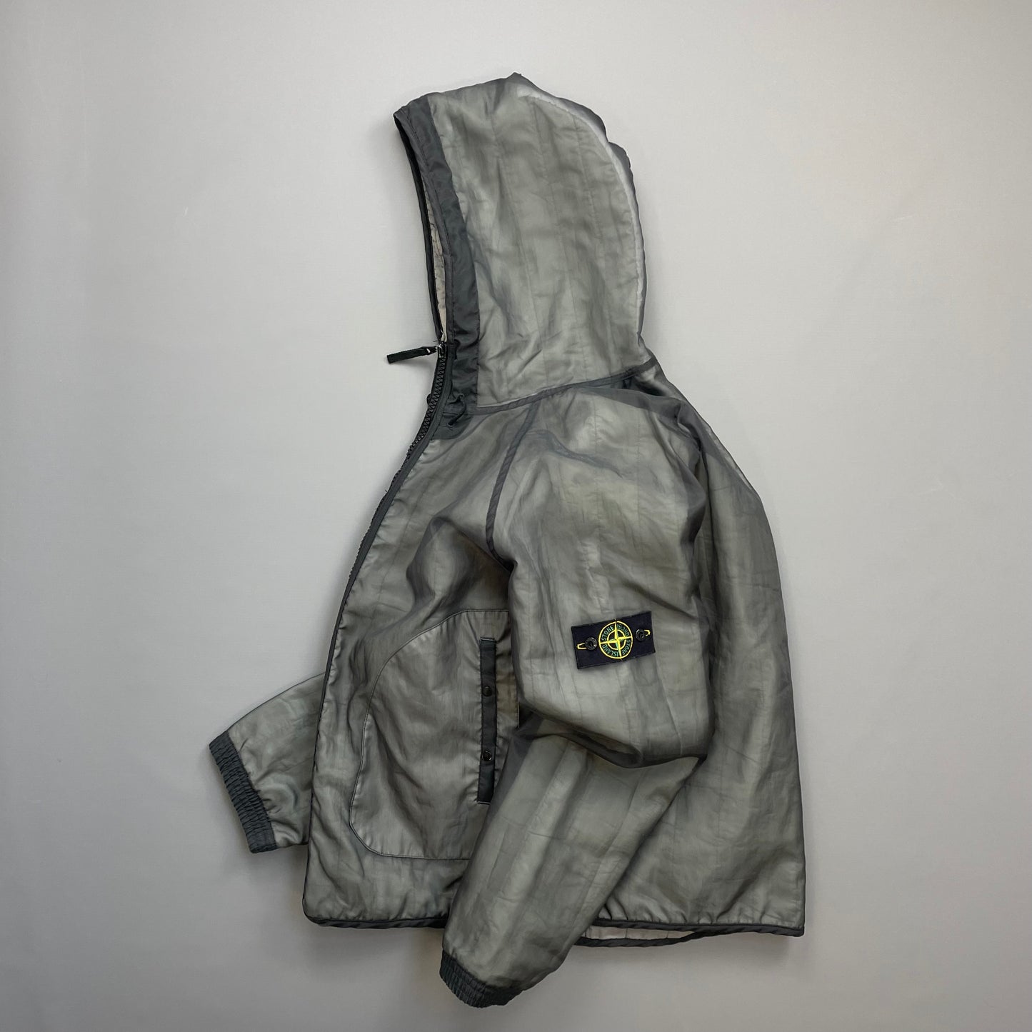 Stone Island Grey AW03 Nylon Monofilament Hooded Jacket