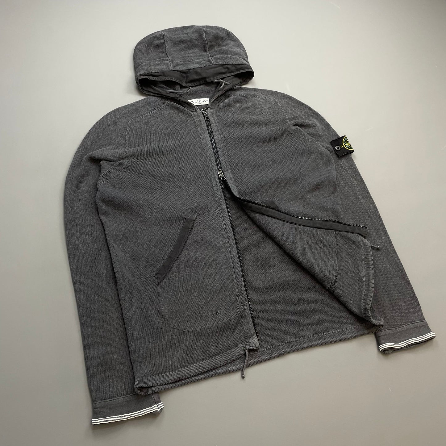 Stone Island Grey SS06 Knit Hooded Zip Cardigan Jumper