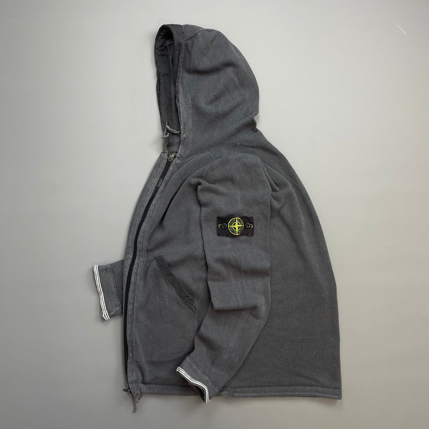 Stone Island Grey SS06 Knit Hooded Zip Cardigan Jumper