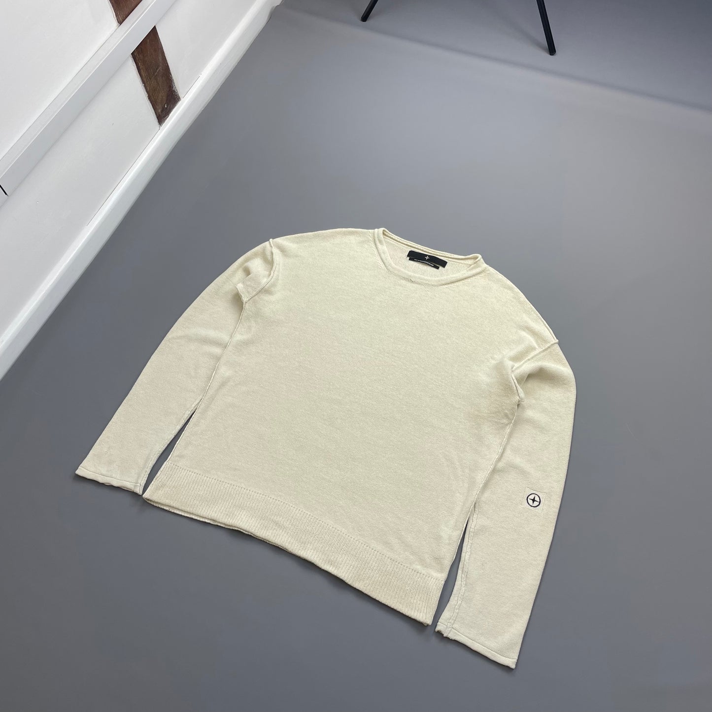 Stone Island Denims Cream SS05 Lightweight Raw Edge Knit Jumper