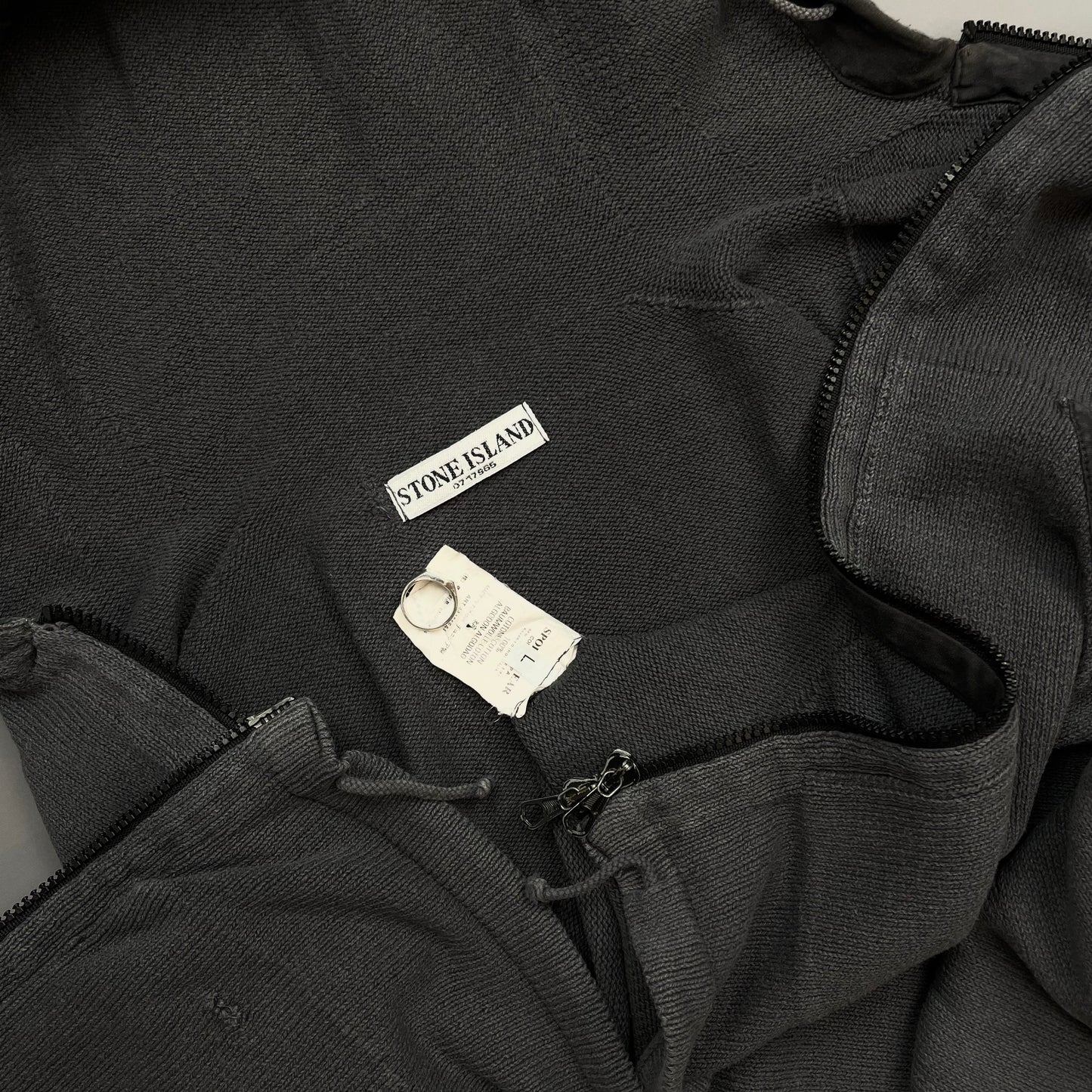 Stone Island Grey SS06 Knit Hooded Zip Cardigan Jumper