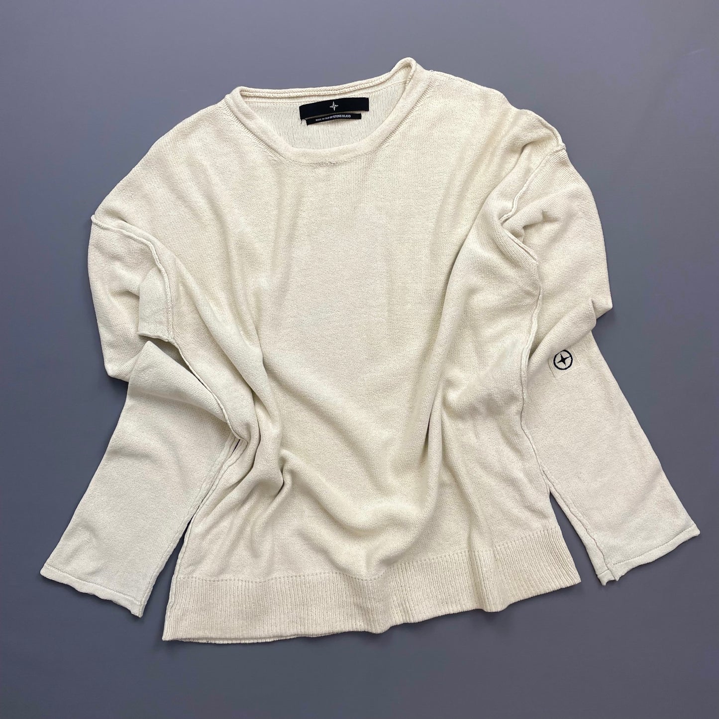 Stone Island Denims Cream SS05 Lightweight Raw Edge Knit Jumper