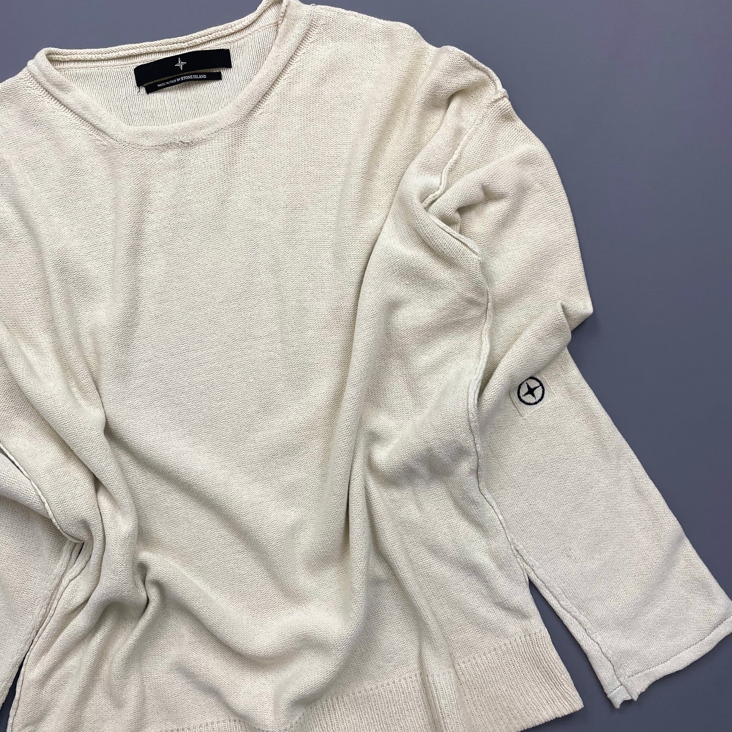 Stone Island Denims Cream SS05 Lightweight Raw Edge Knit Jumper