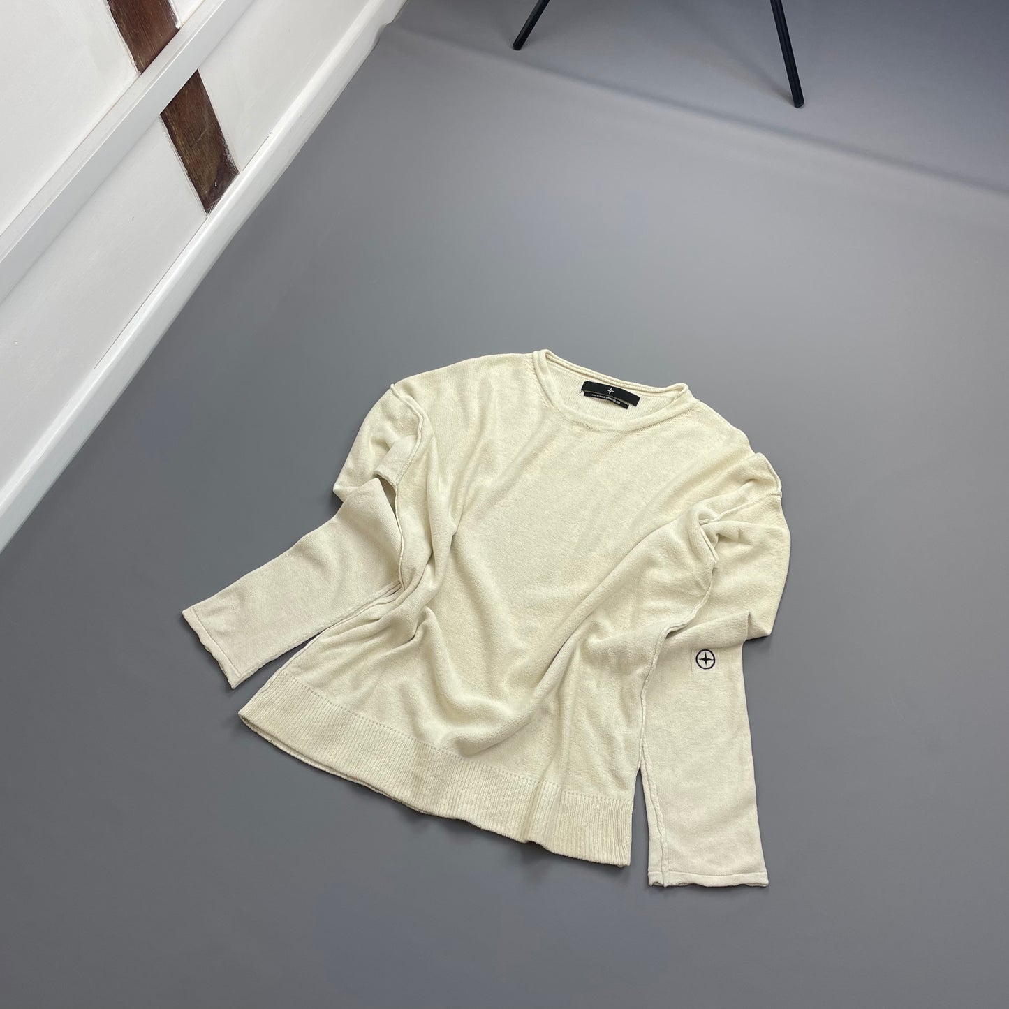 Stone Island Denims Cream SS05 Lightweight Raw Edge Knit Jumper
