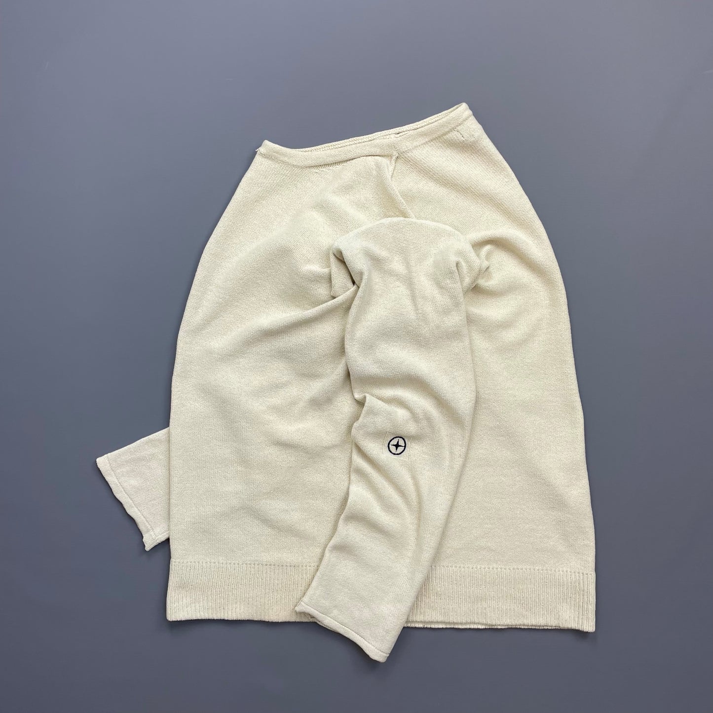 Stone Island Denims Cream SS05 Lightweight Raw Edge Knit Jumper