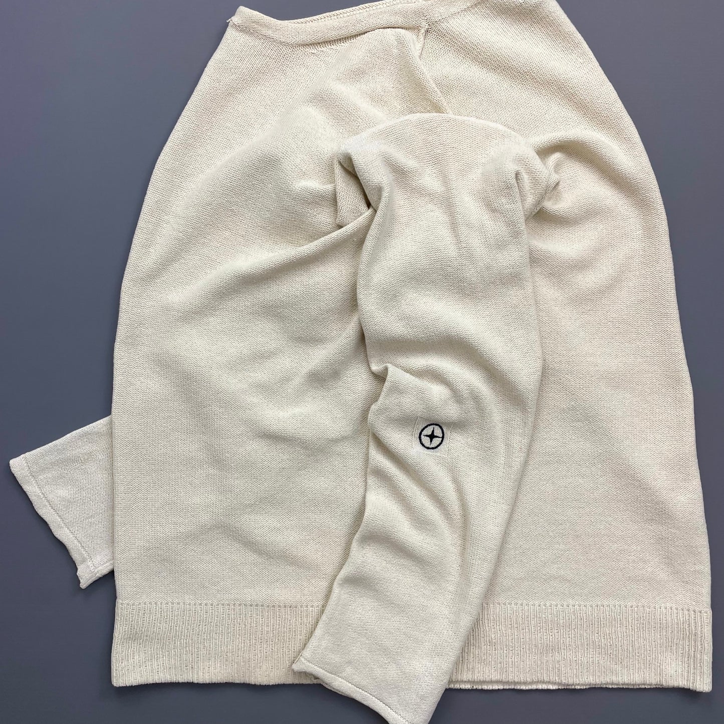 Stone Island Denims Cream SS05 Lightweight Raw Edge Knit Jumper