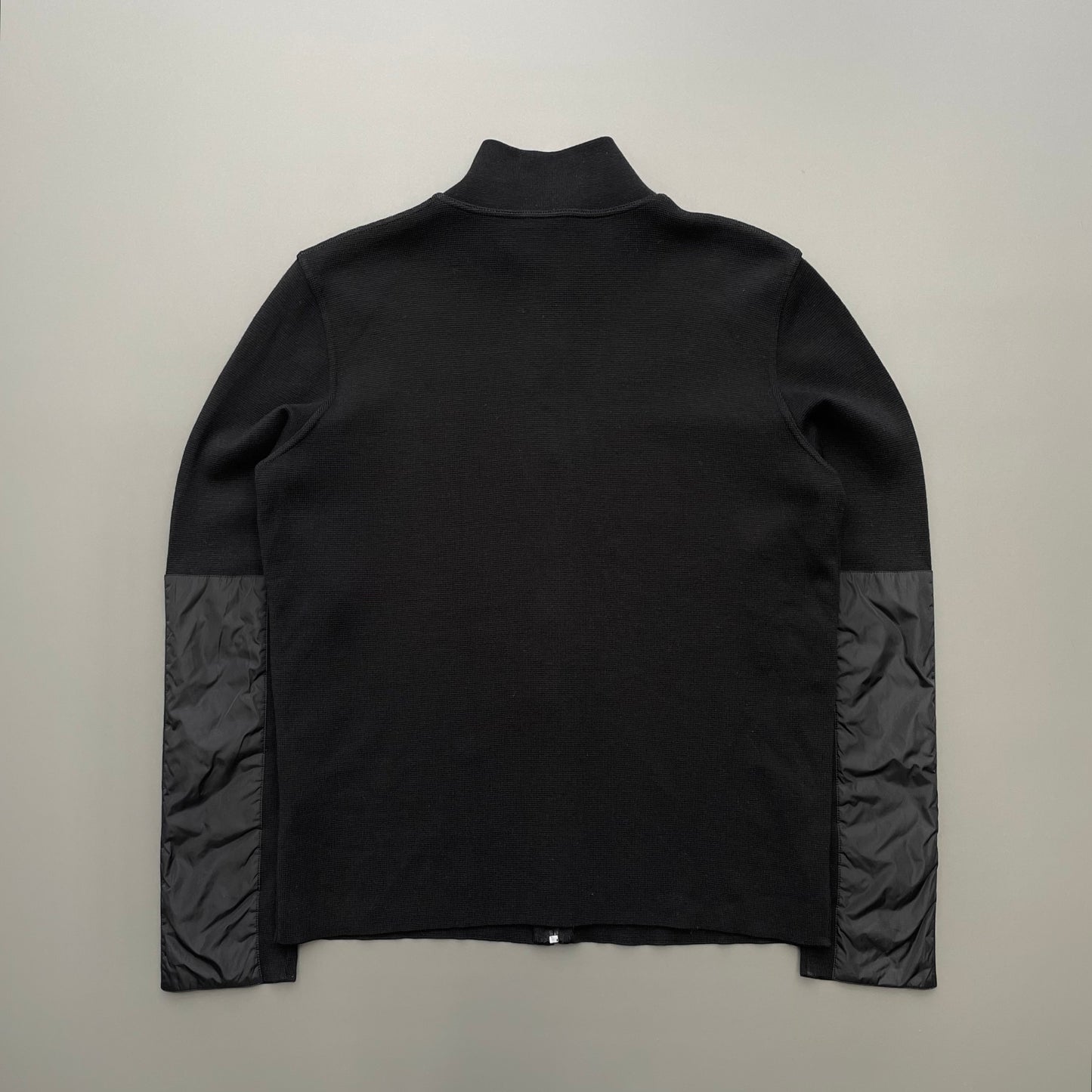 Prada Sport Black 2008 Wool Knit Nylon Panel Cardigan Jacket