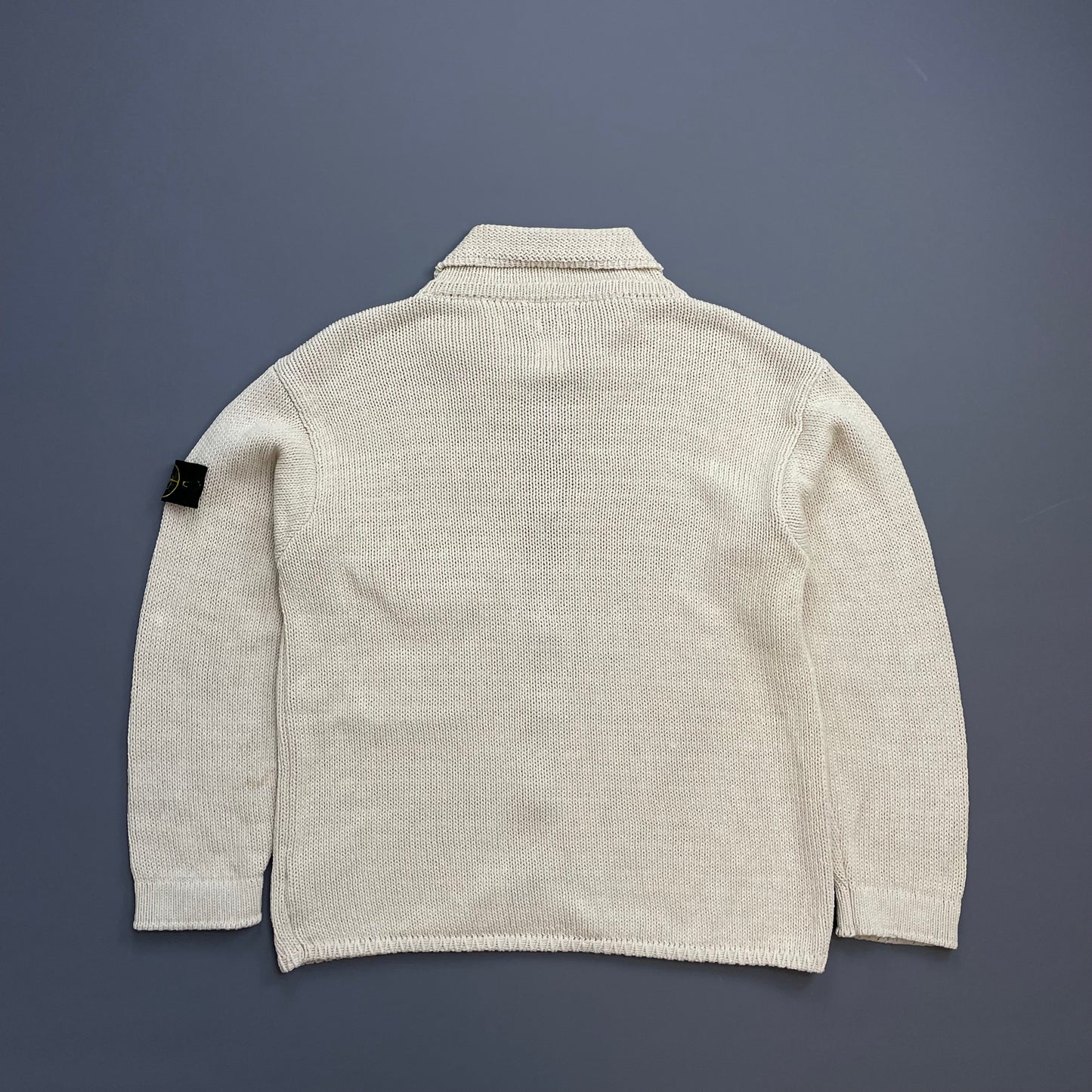 Stone Island Cream & Silver SS00 Knit Zip-Through Cardigan Jacket