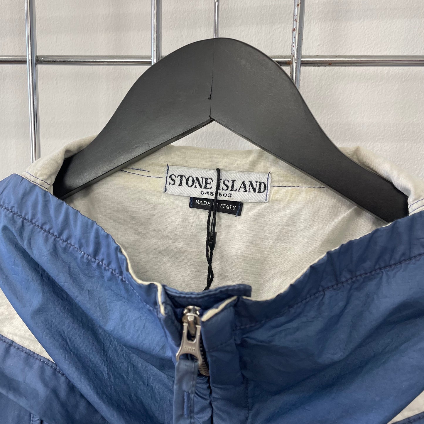 Stone Island Blue 00s Nylon Hooded Windbreaker Jacket