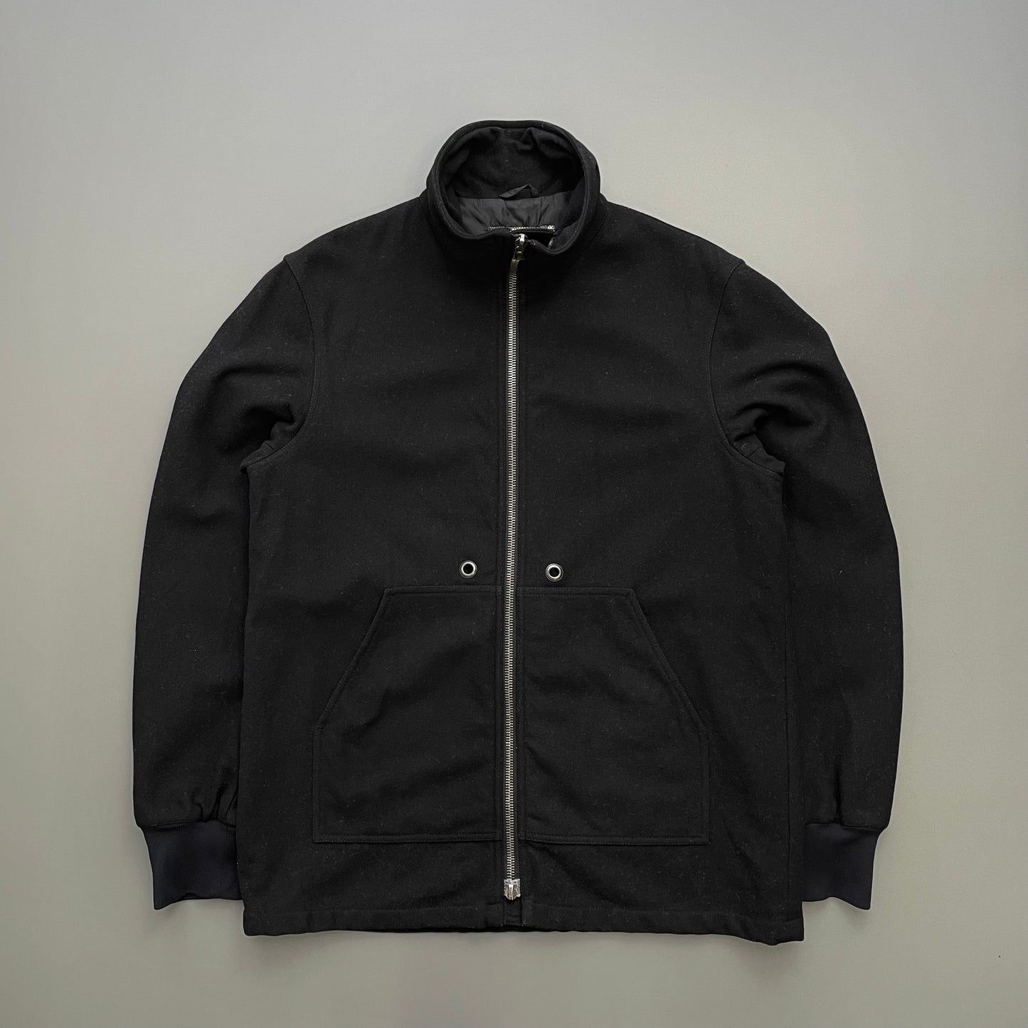 Prada Sport Black 00s Longline Nylon-Lined Wool Jacket