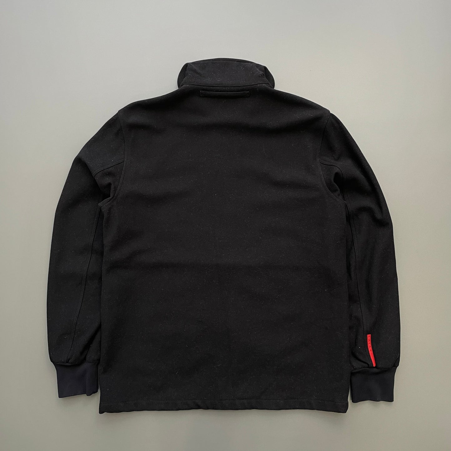 Prada Sport Black 00s Longline Nylon-Lined Wool Jacket