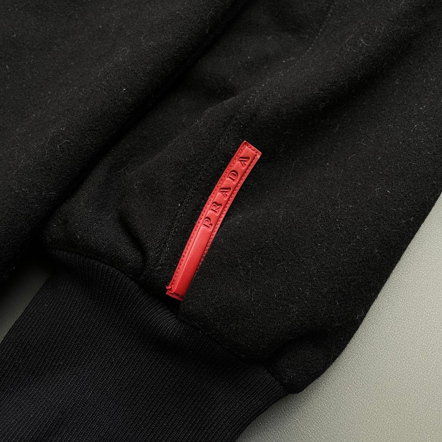 Prada Sport Black 00s Longline Nylon-Lined Wool Jacket