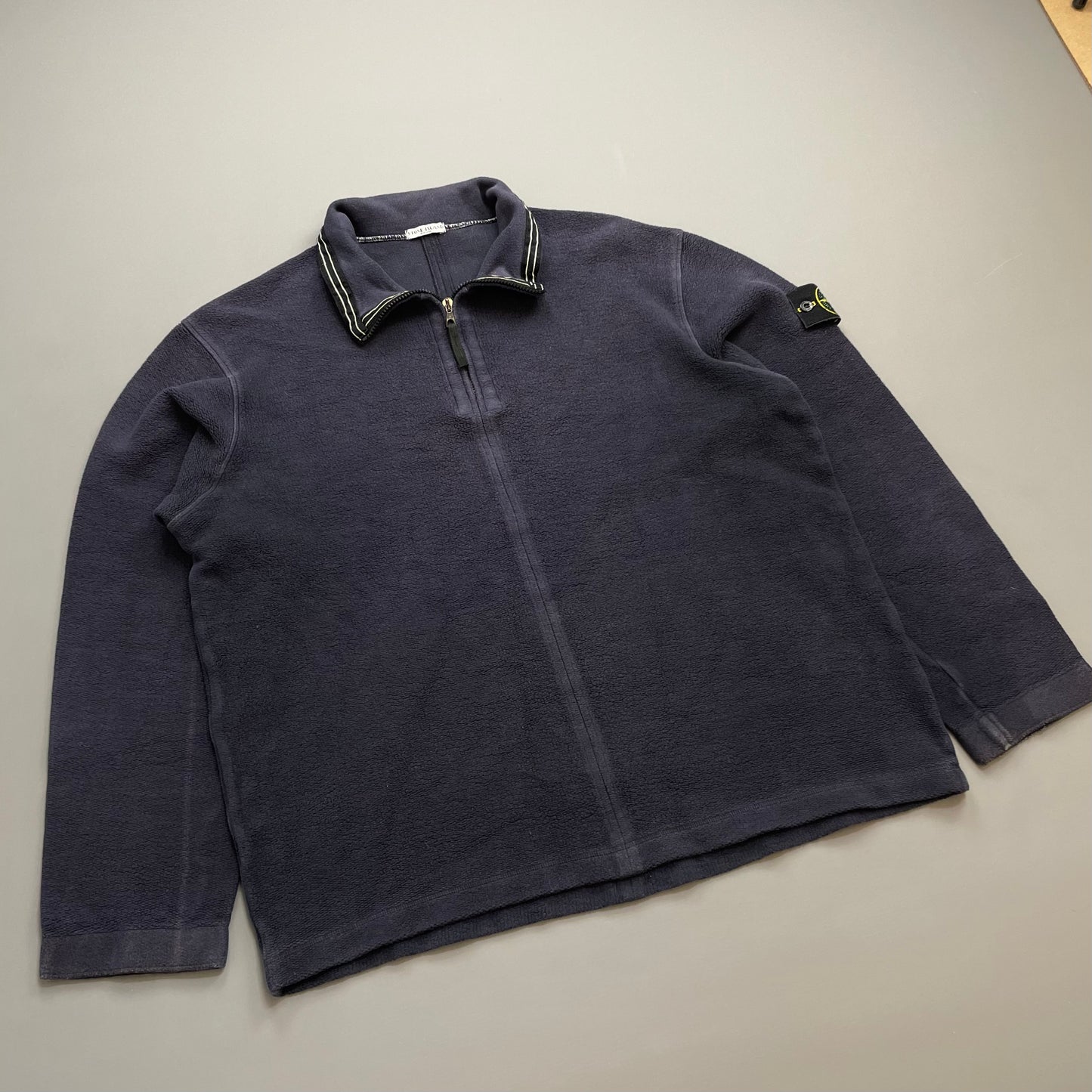 Stone Island Navy AW03 Cotton Half-Zip Fleece Jumper