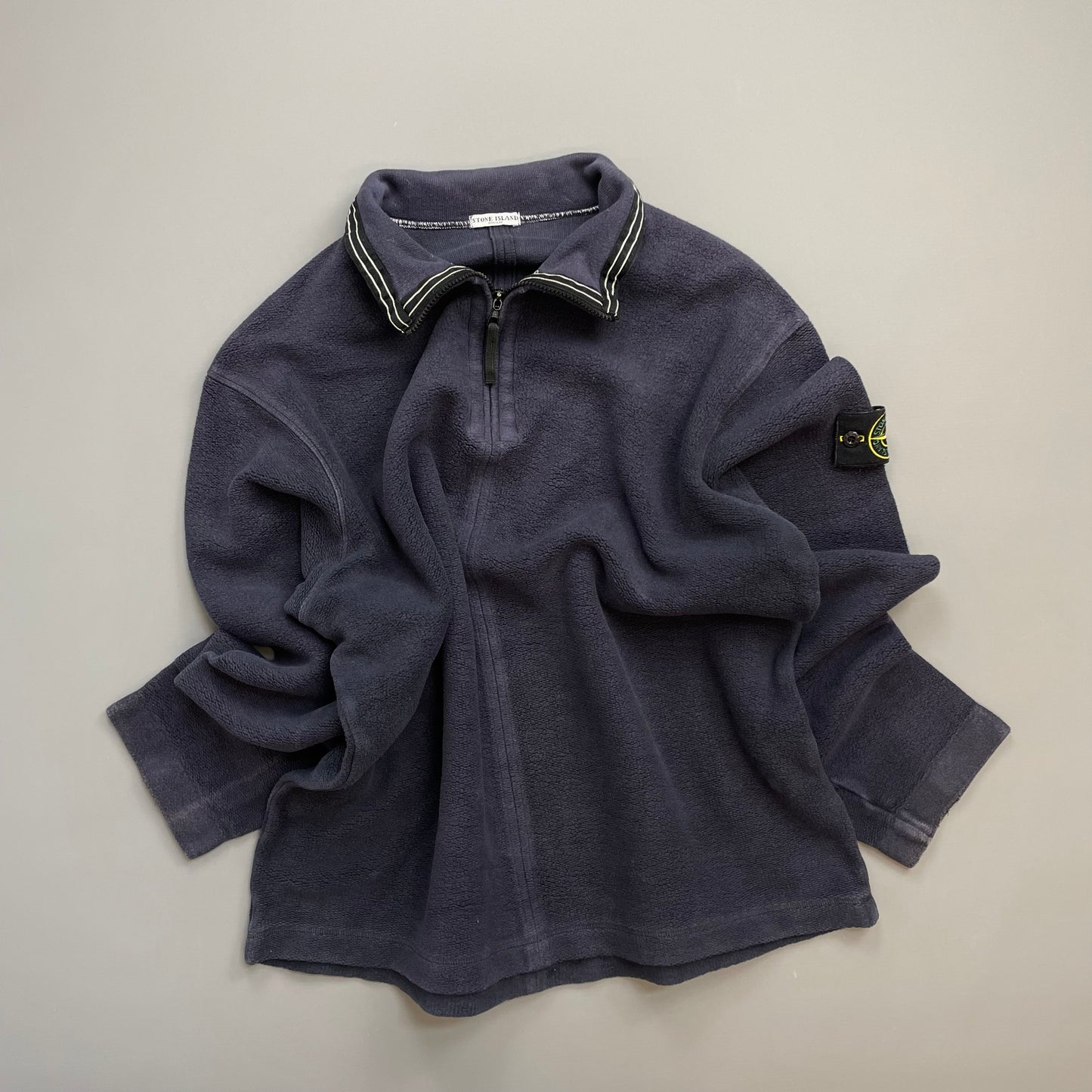 Stone Island Navy AW03 Cotton Half-Zip Fleece Jumper