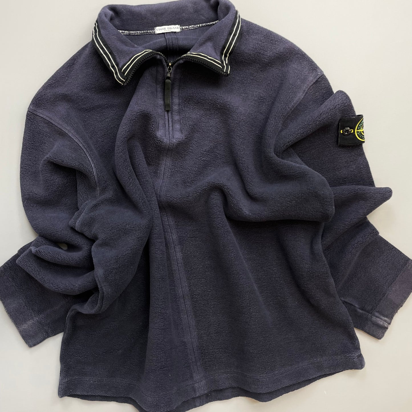 Stone Island Navy AW03 Cotton Half-Zip Fleece Jumper
