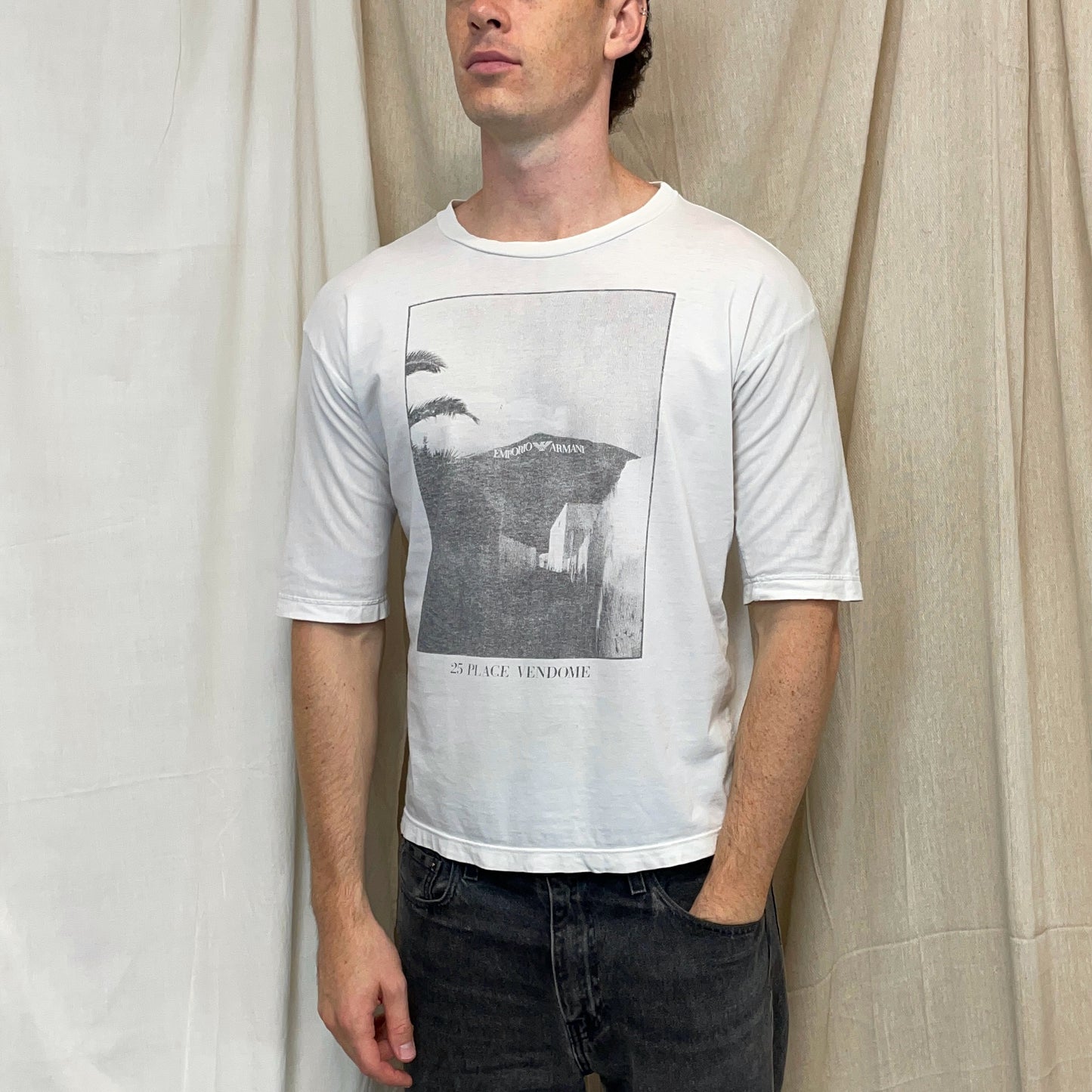 Emporio Armani White 90s Graphic Print Paris 90' Tee