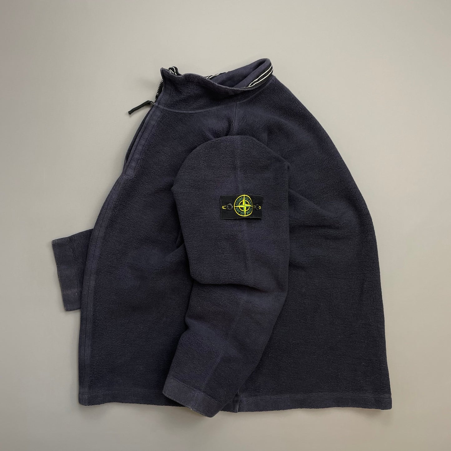 Stone Island Navy AW03 Cotton Half-Zip Fleece Jumper