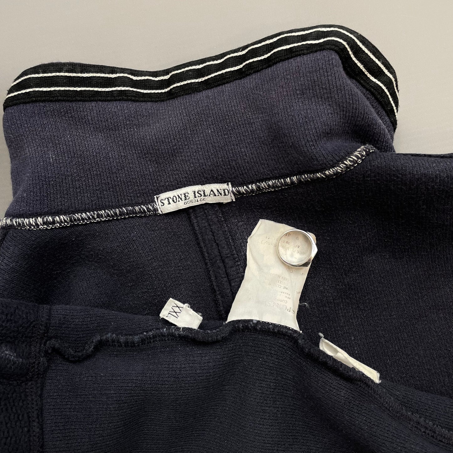 Stone Island Navy AW03 Cotton Half-Zip Fleece Jumper