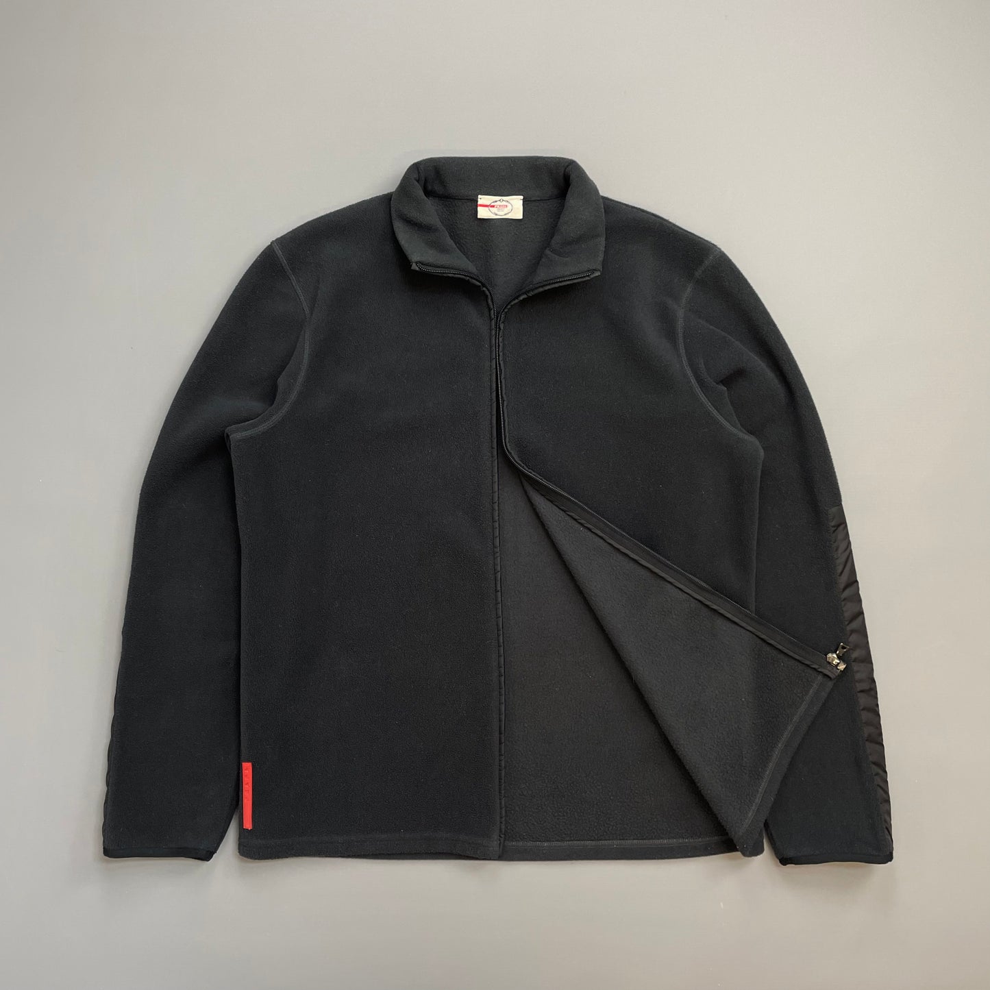 Prada Sport Charcoal Grey 2010 Nylon Panel Zip-Through Fleece Jacket