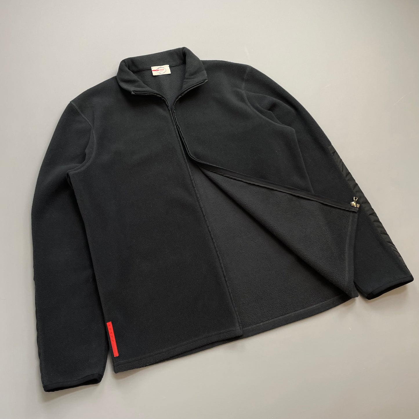 Prada Sport Charcoal Grey 2010 Nylon Panel Zip-Through Fleece Jacket