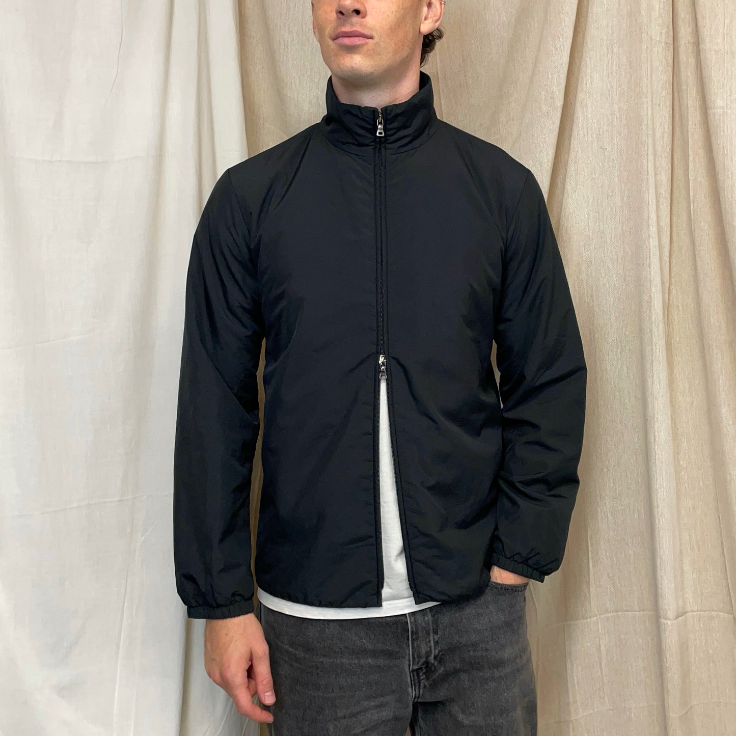Prada Sport Black 00s Minimalistic Padded Windbreaker Track Jacket