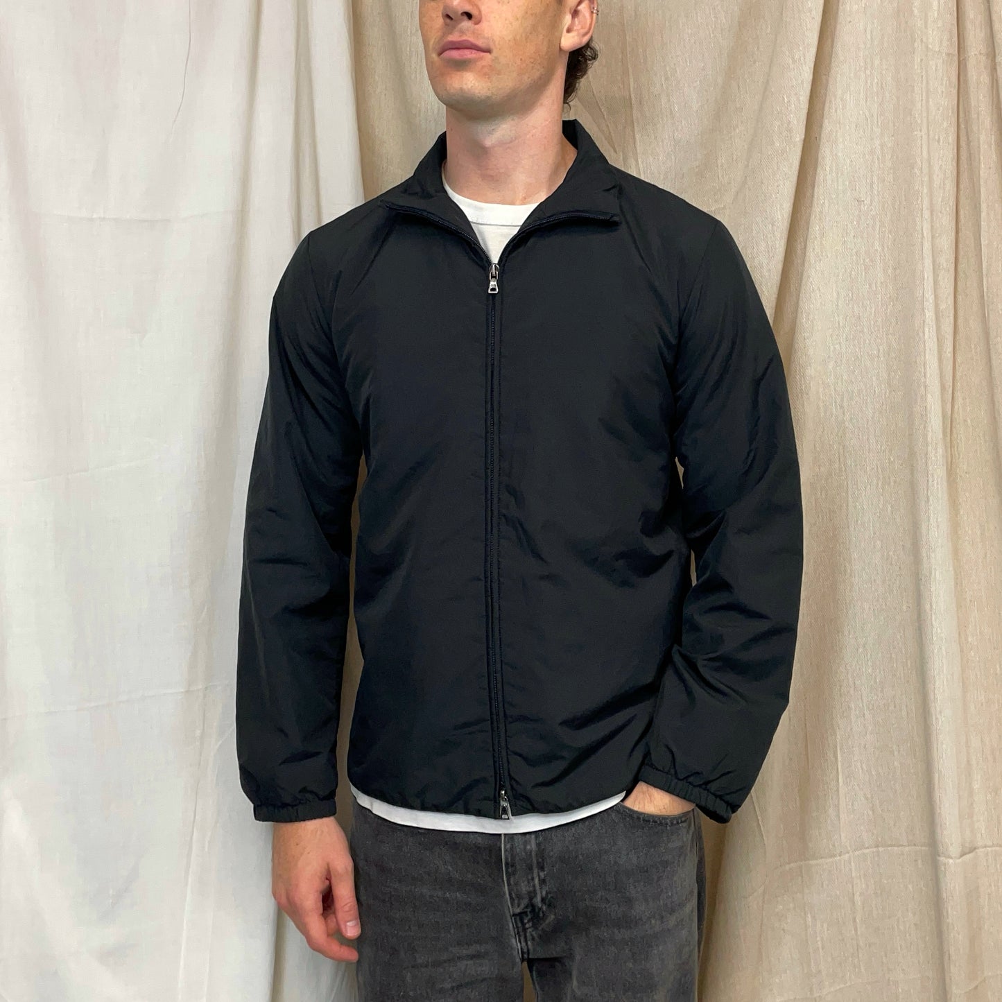Prada Sport Black 00s Minimalistic Padded Windbreaker Track Jacket