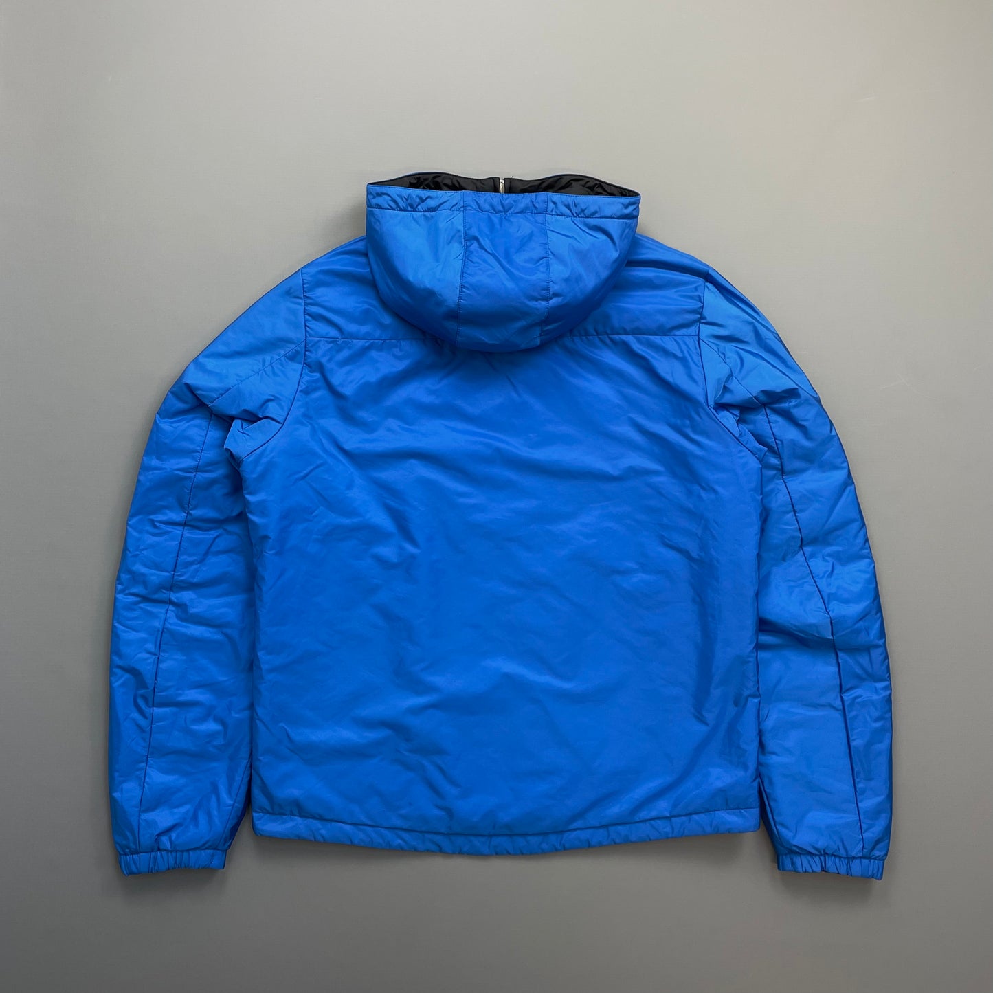 Prada Sport Black & Blue Reversible 2016 Padded Nylon Hooded Jacket